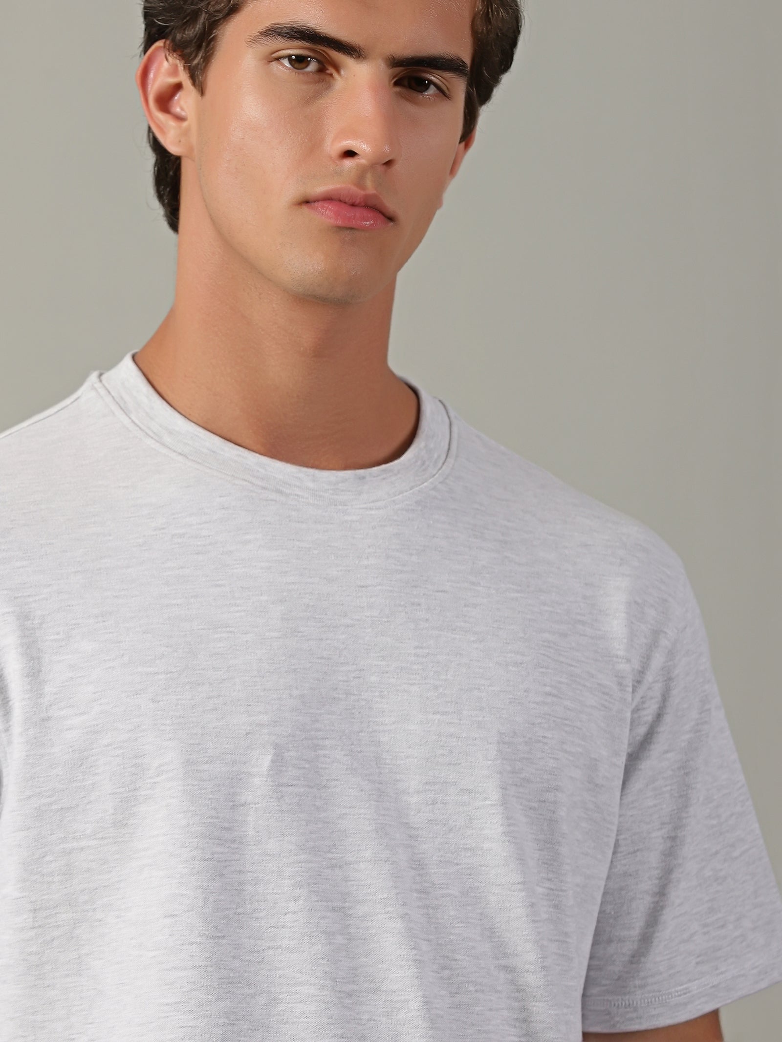 Men White Basic T-Shirt