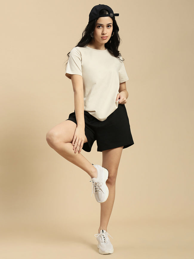 Women Beige Half Sleeve Top