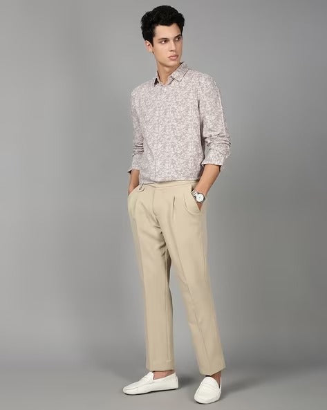Men Pink Floral Print Shirt
