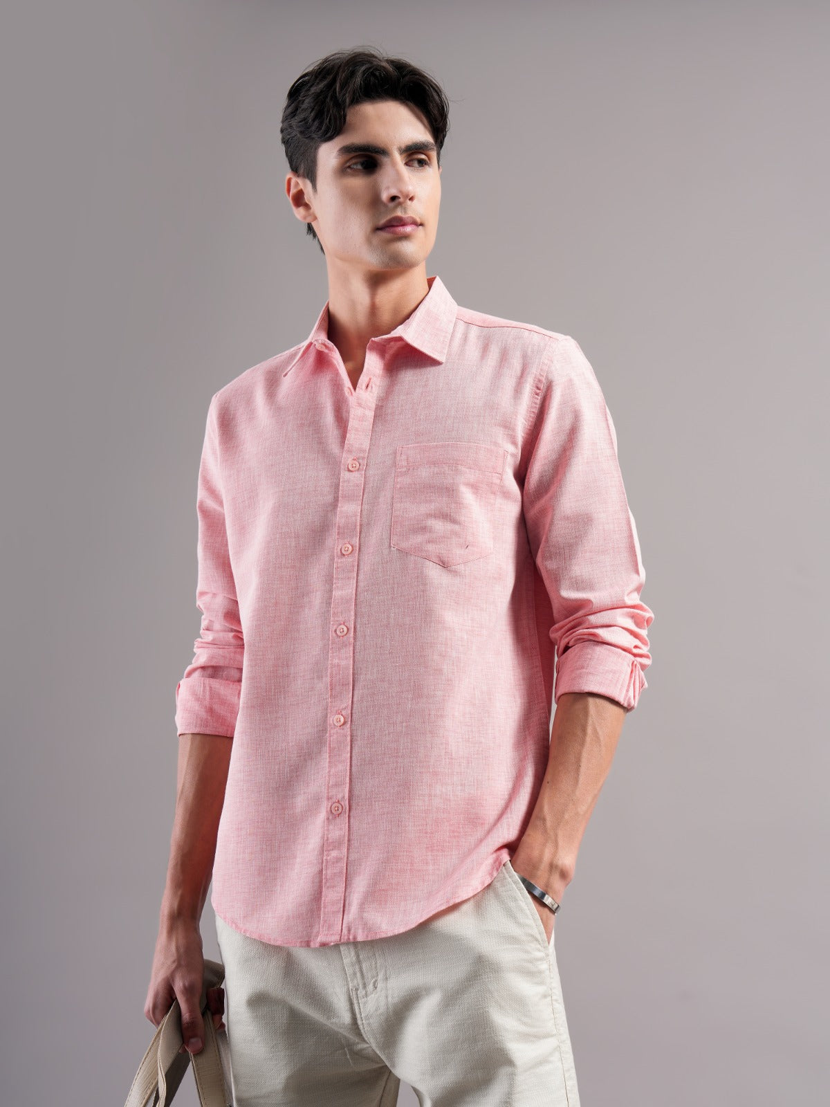 Men Mauve Solid Casual Shirt