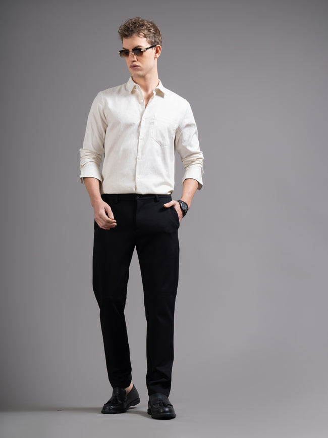 Men Cream Checked Shirt