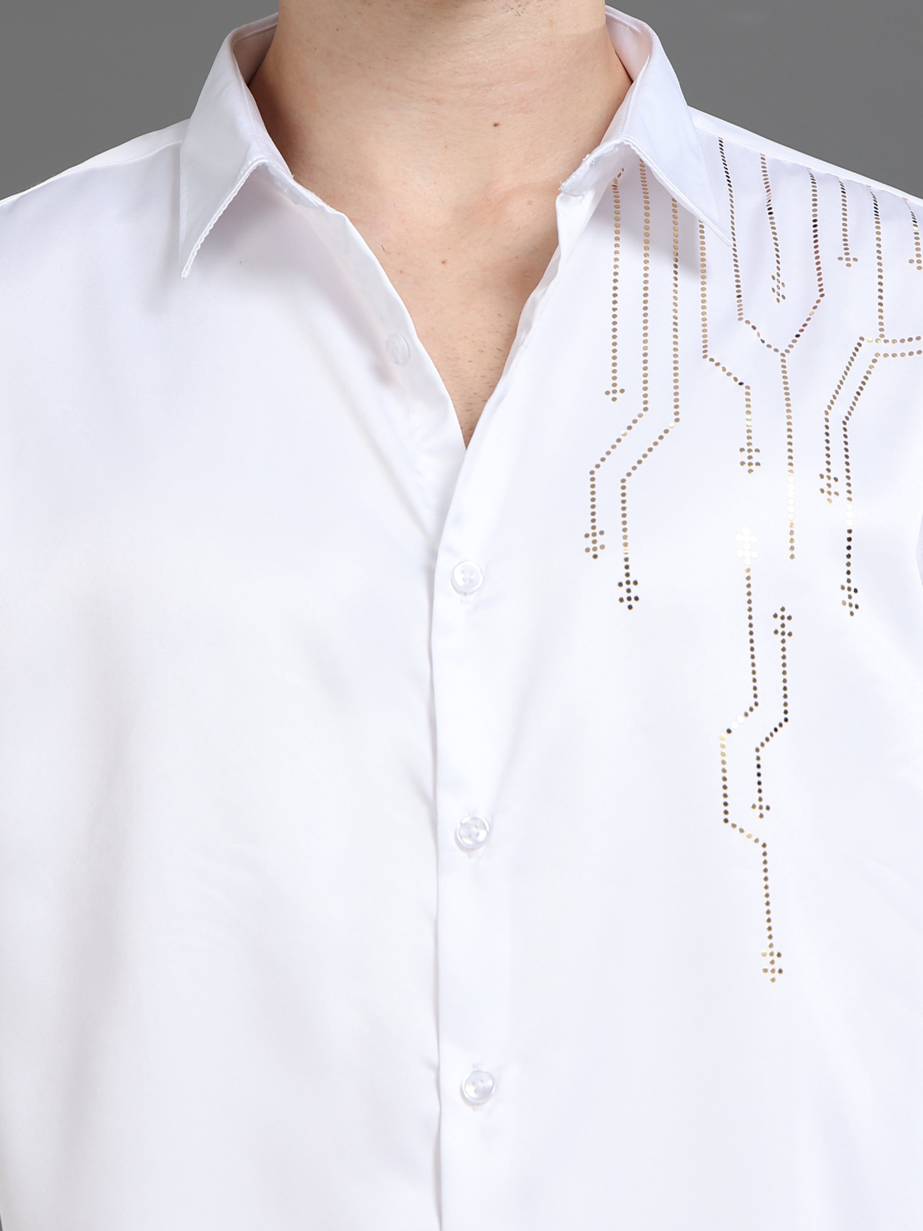 Men White Printed Shirt
