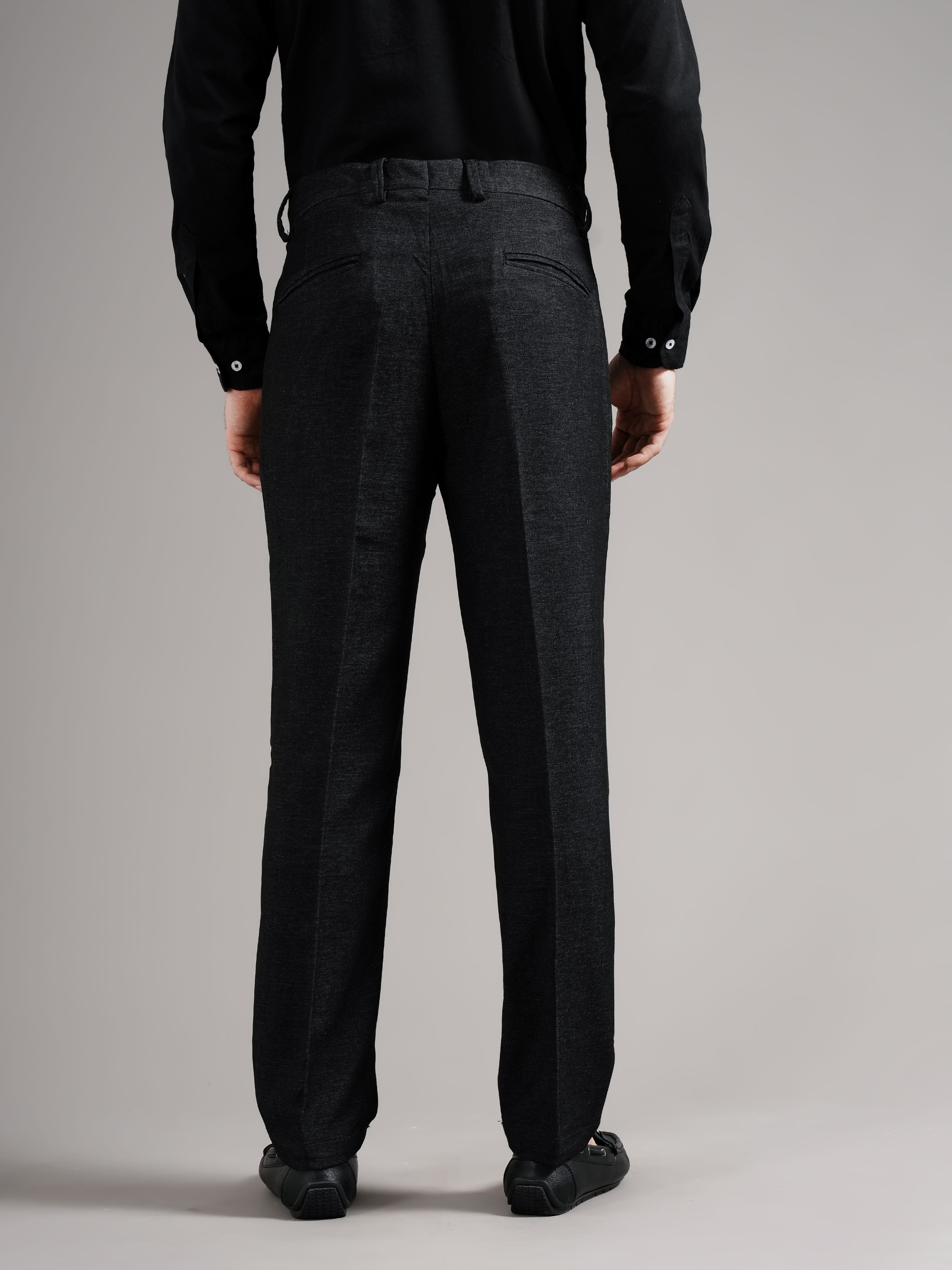 Men Black Straight Fit Trousers