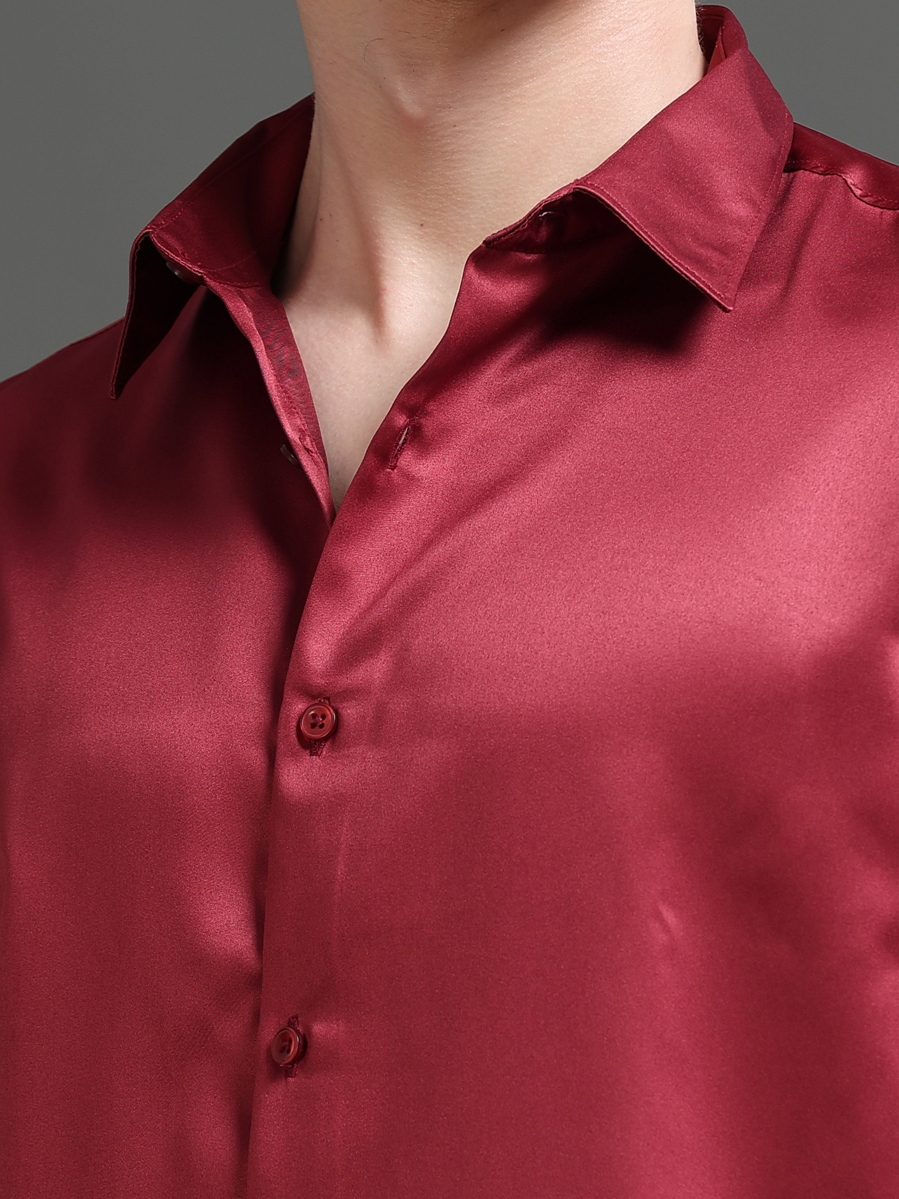 Men Red Solid Shirt