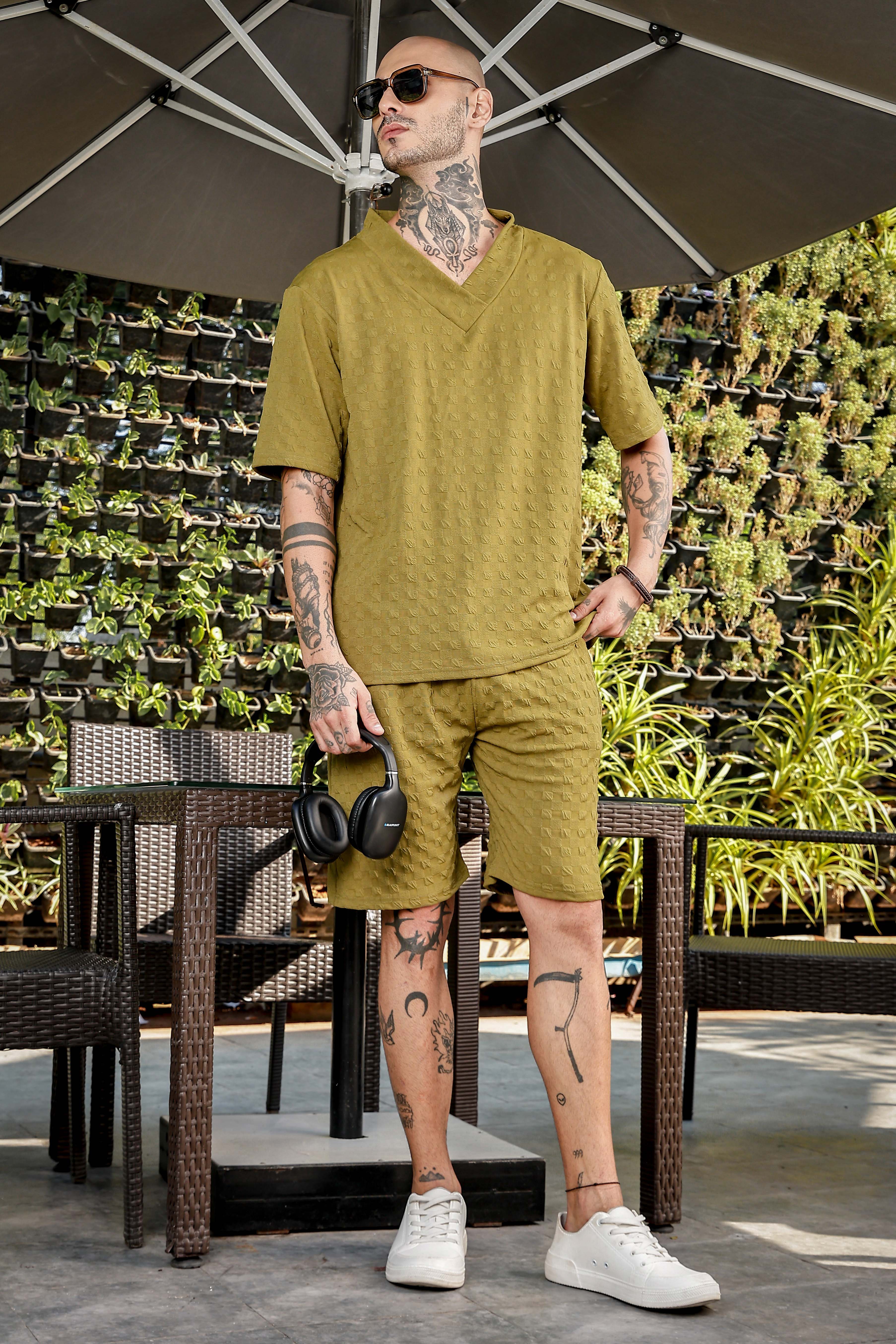 Unisex Olive Casual Shorts
