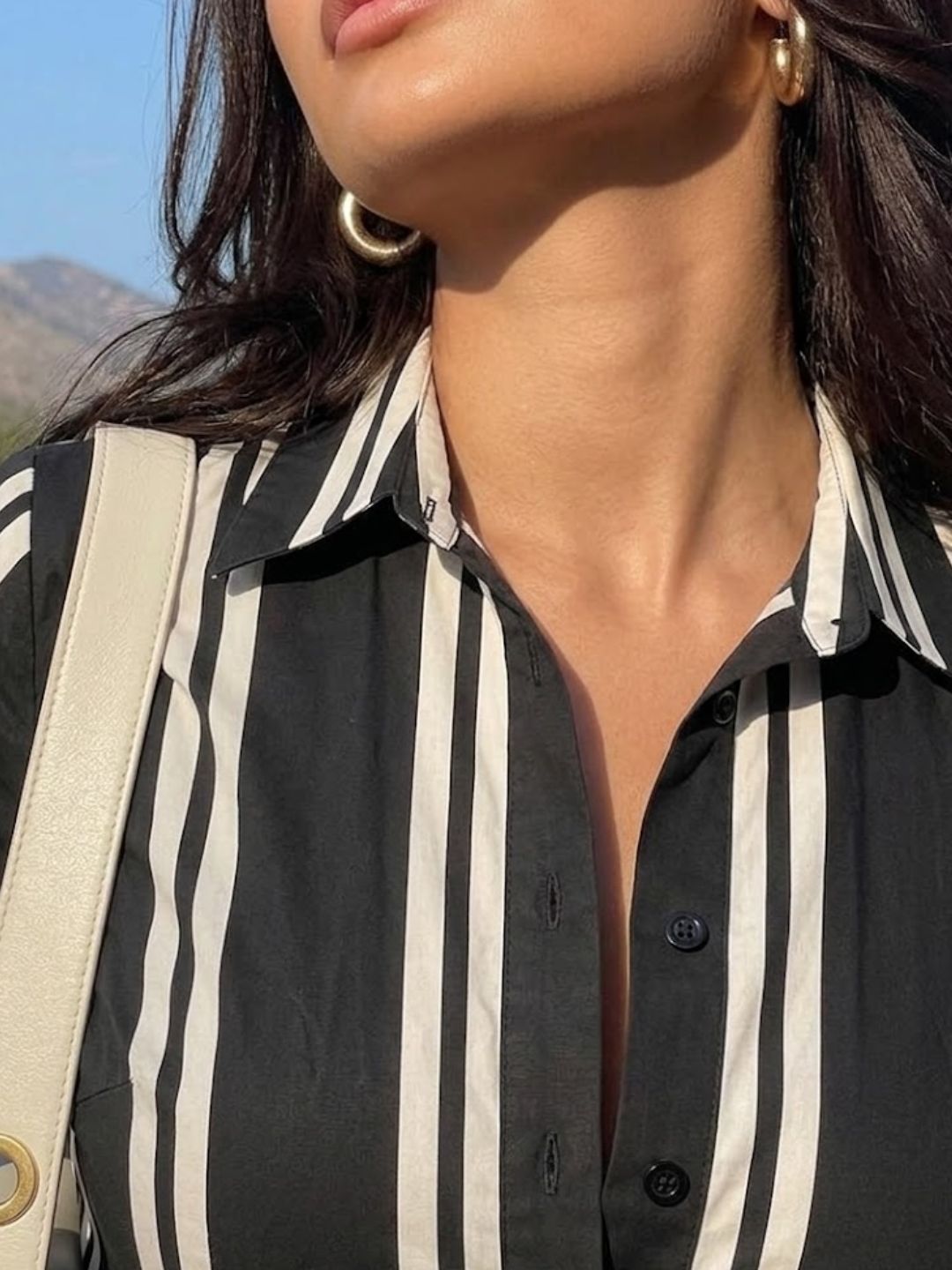 Women Black & White Striped Shirt