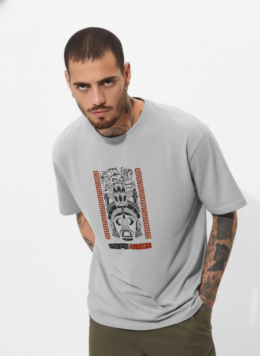Men Oversized Cotton Tribal T-Shirt