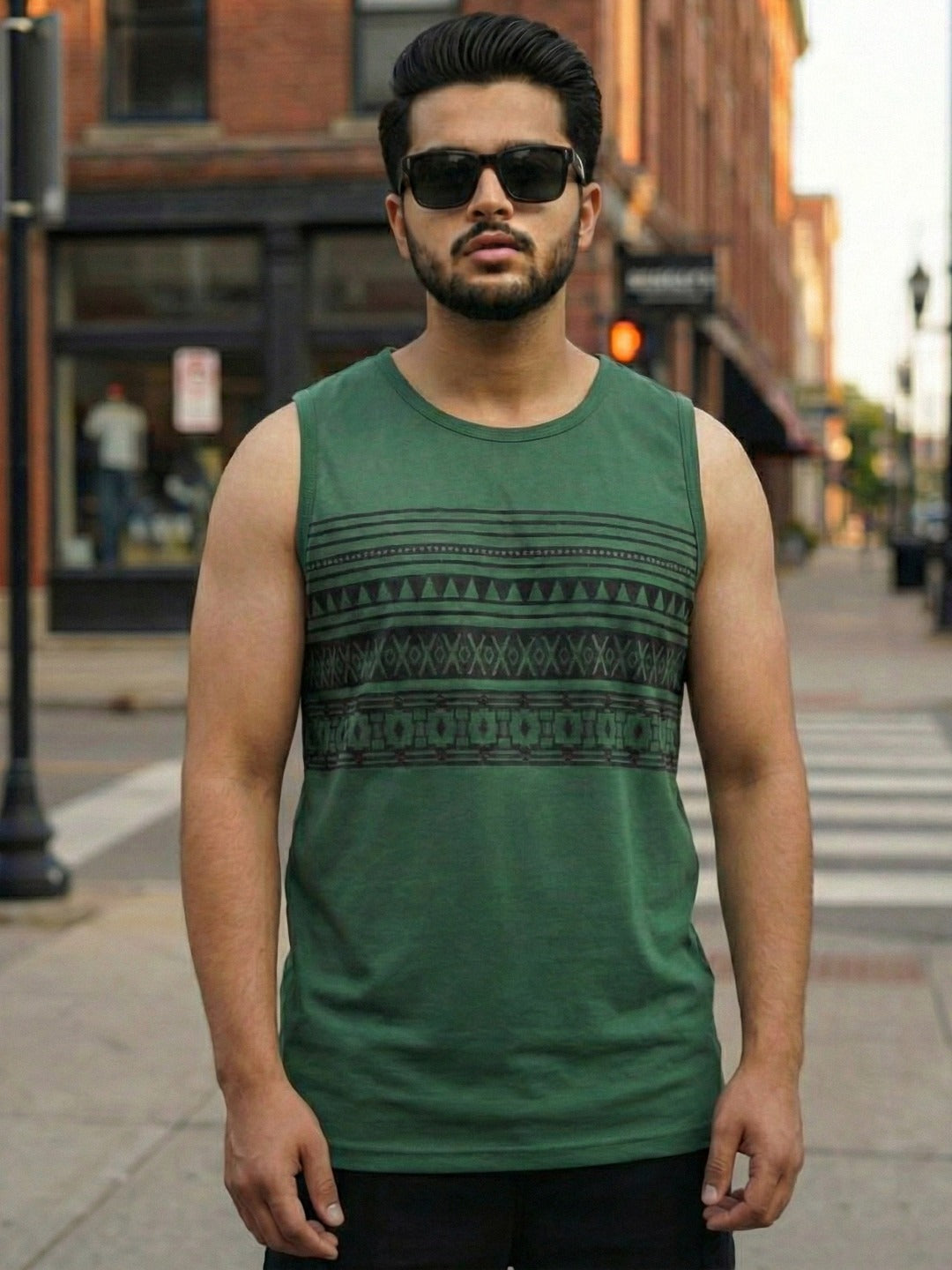 Men Green Printed T-shirt