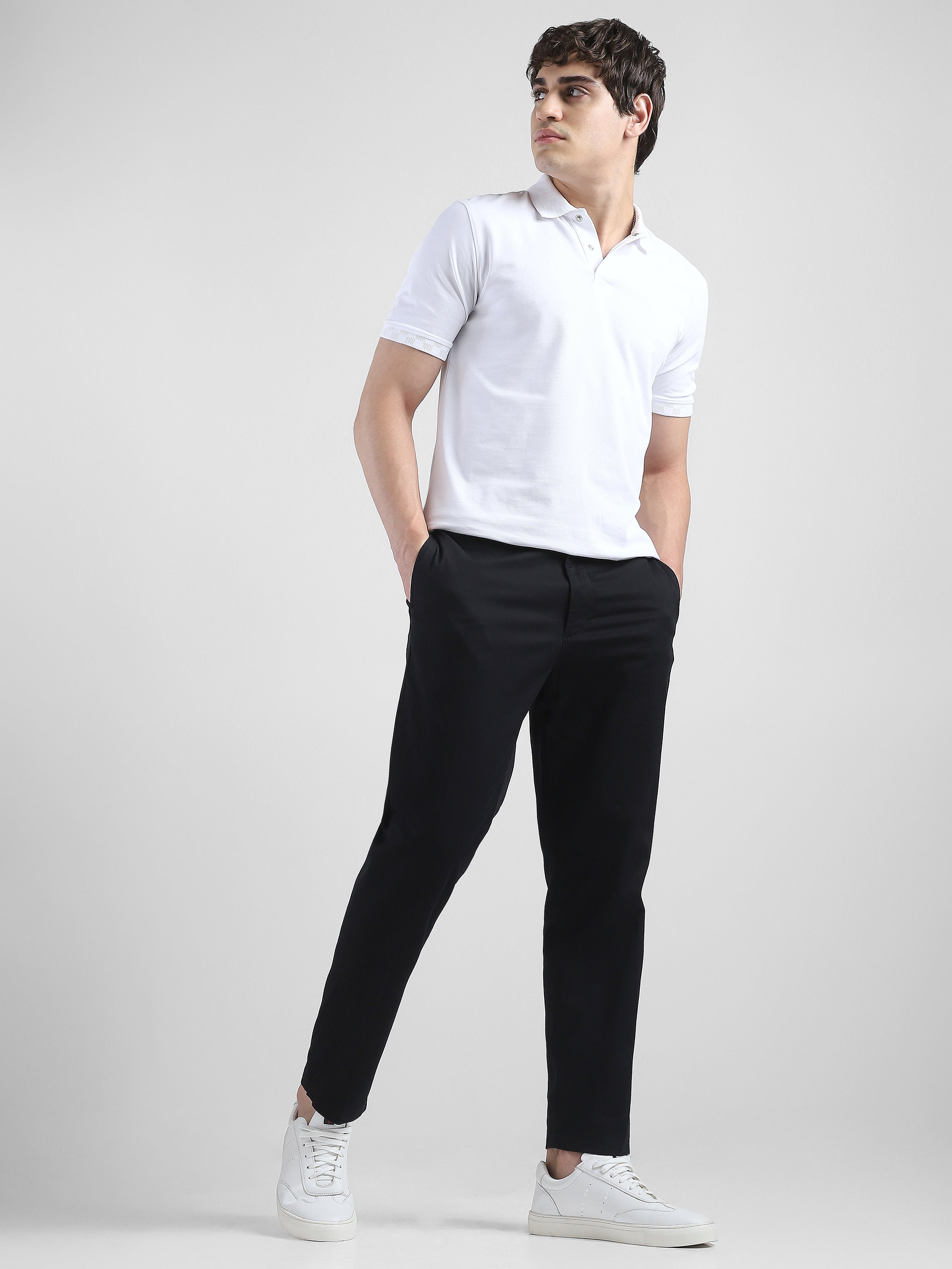 Men Black Semi-Formal Trouser