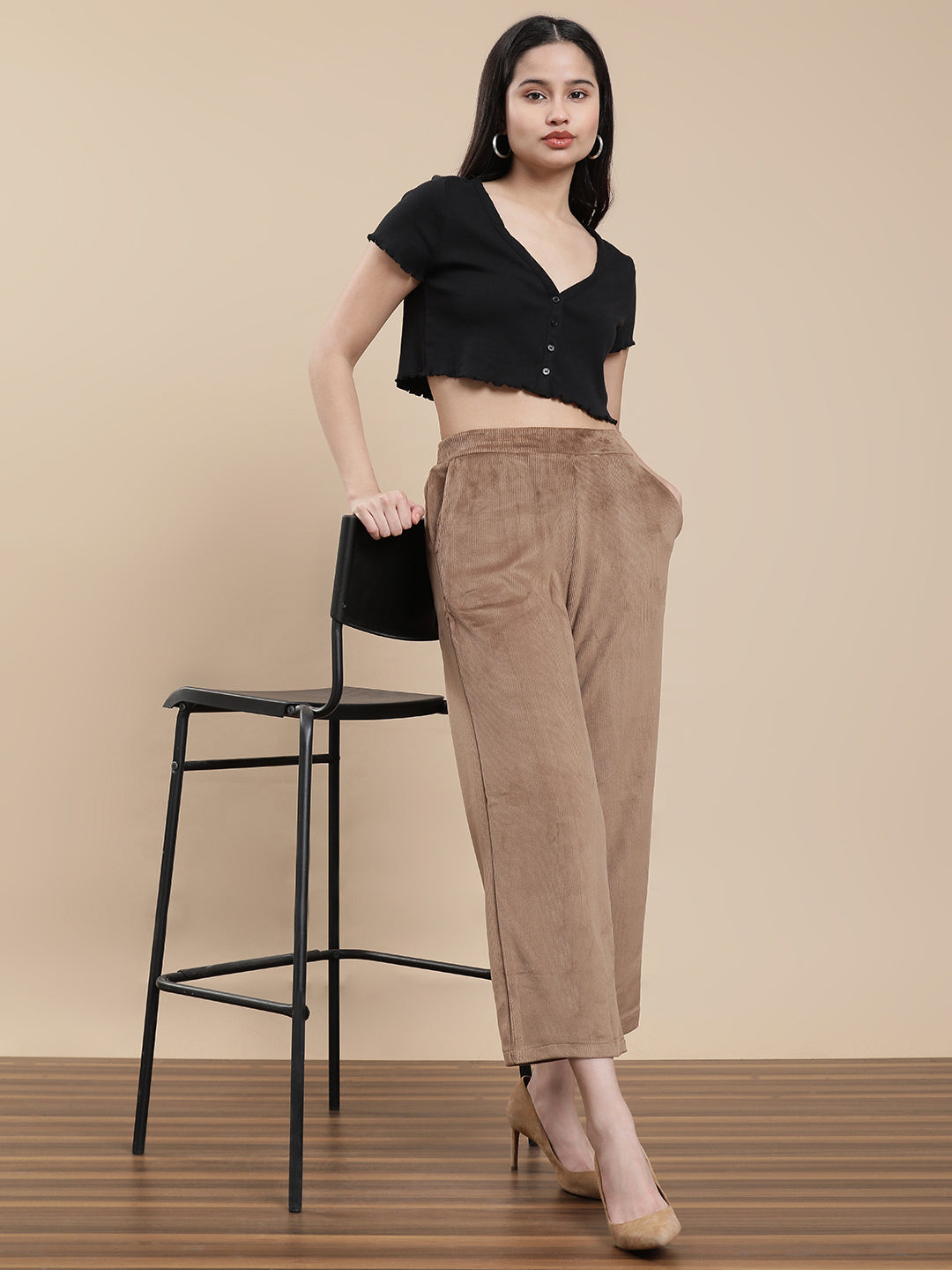 Women Beige Casual Palazzo