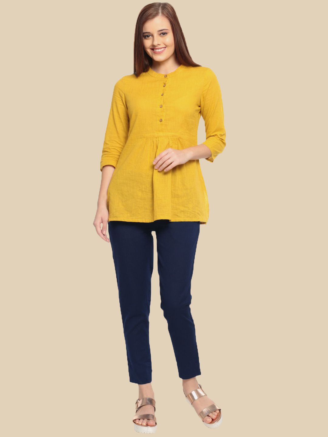Women Navy Blue Casual Pants