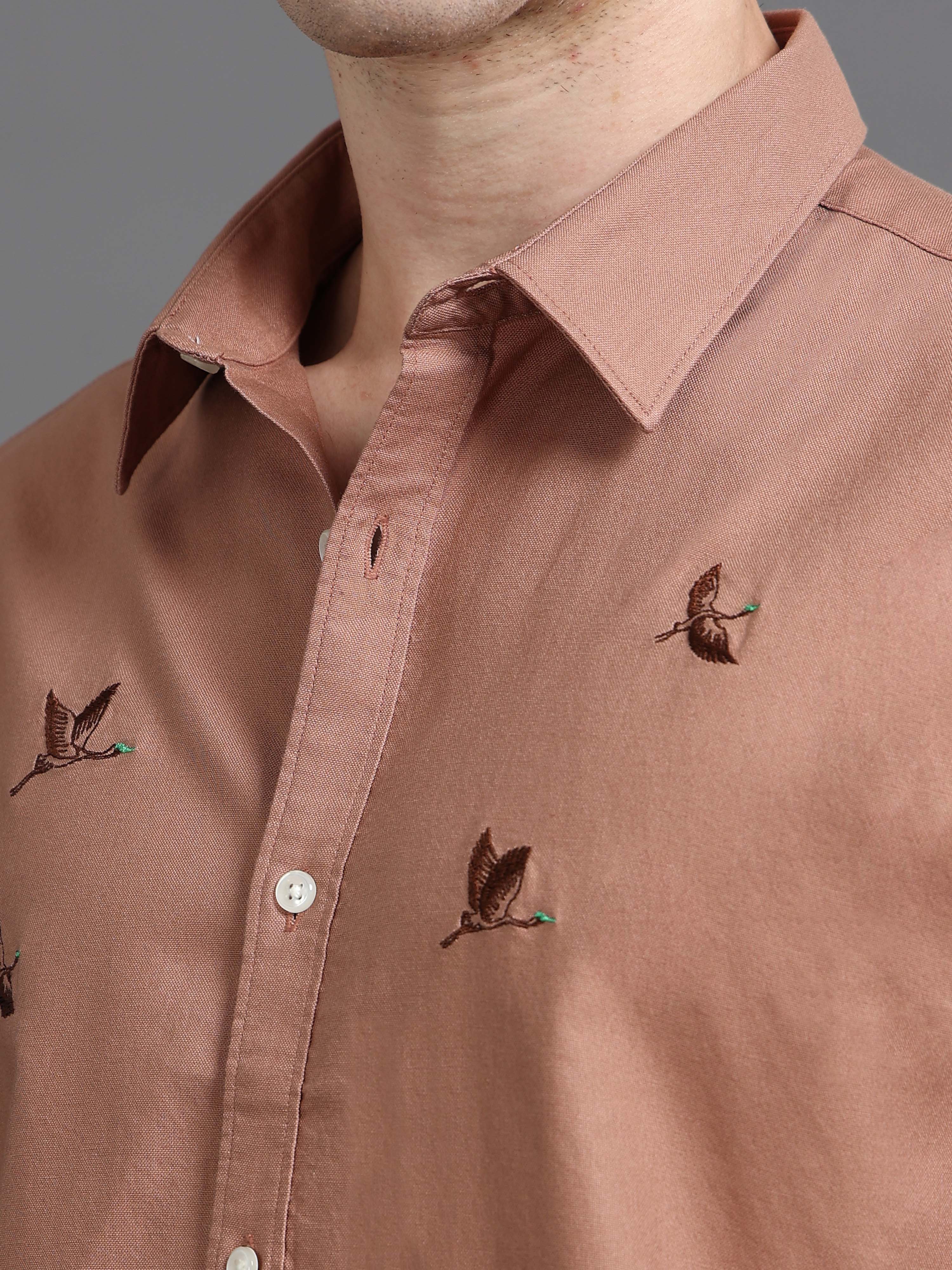 Men Brown Printed Shirt