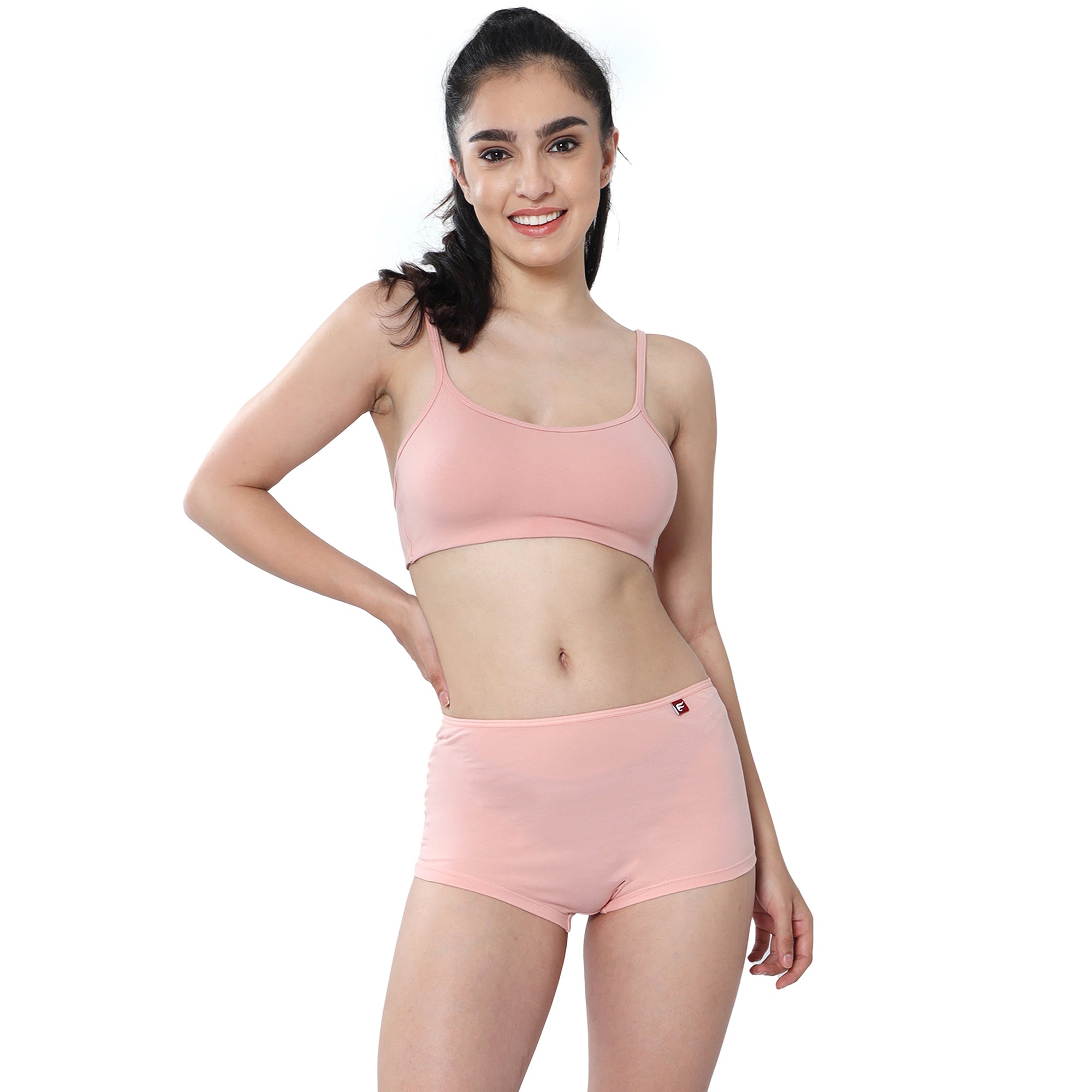 Women Peach Midrise Comfort Boyshorts