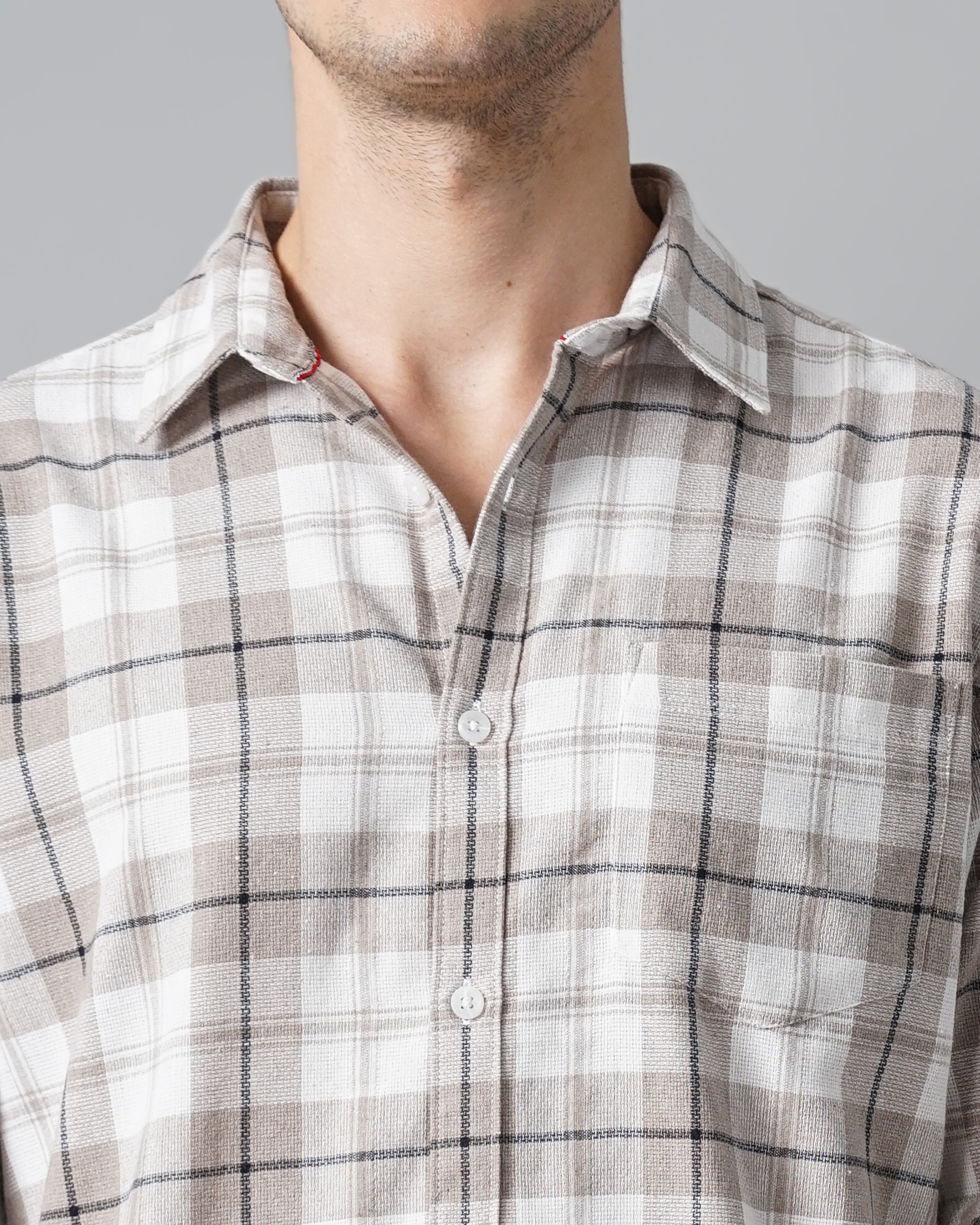 Men Grey Cotton Slim Shirt