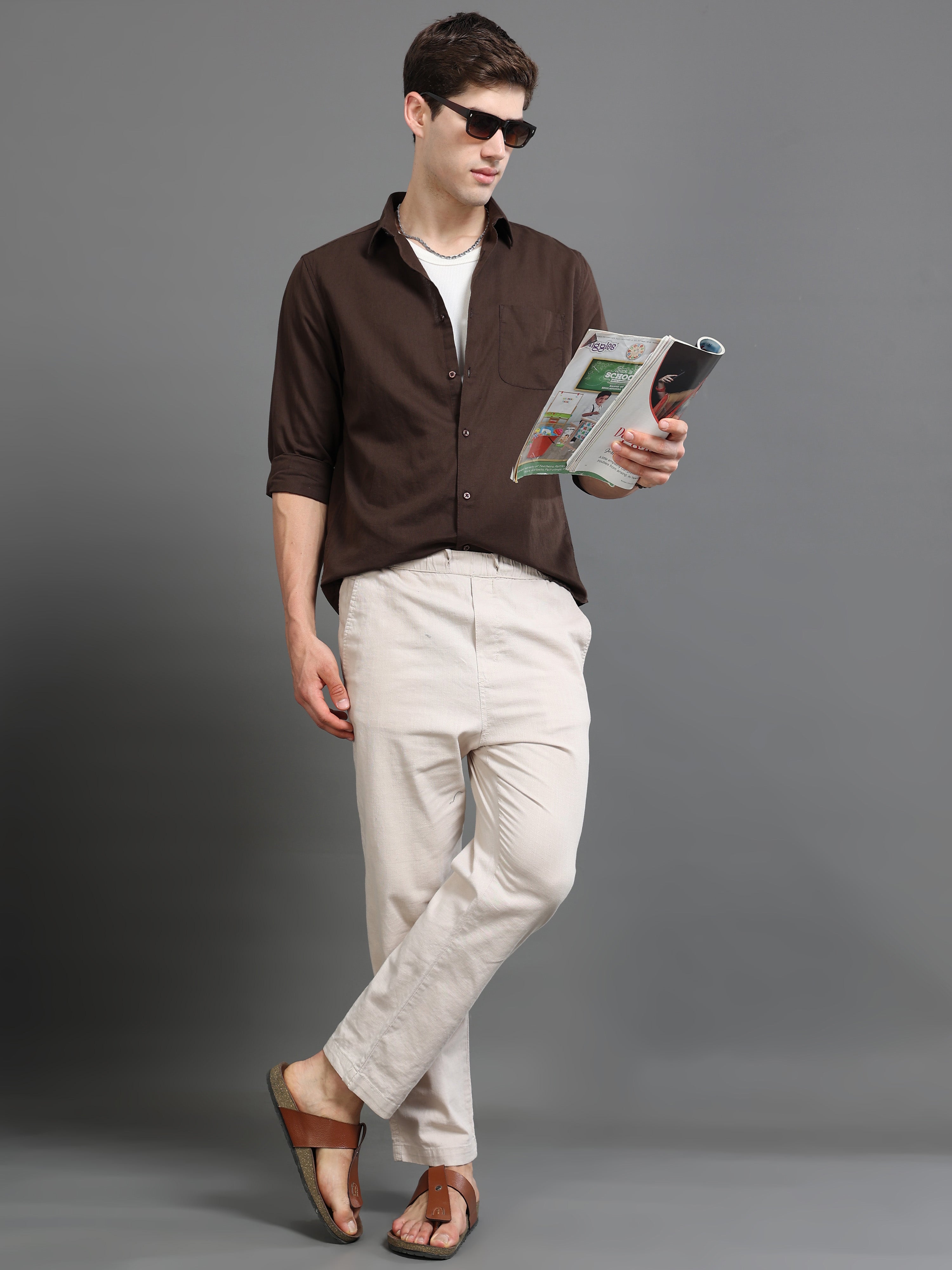 Men Brown Slim Fit Shirt