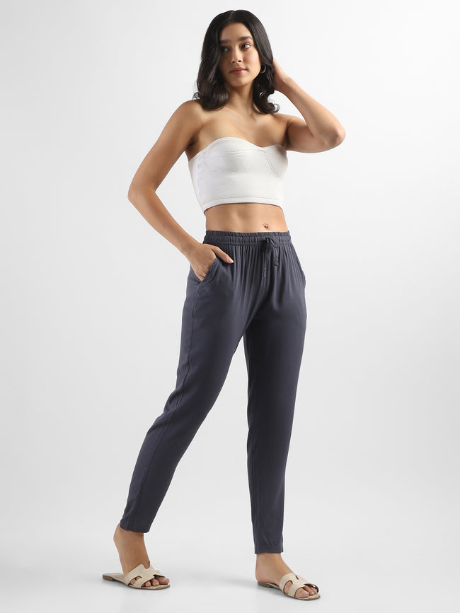 Women Grey Straight fit pants