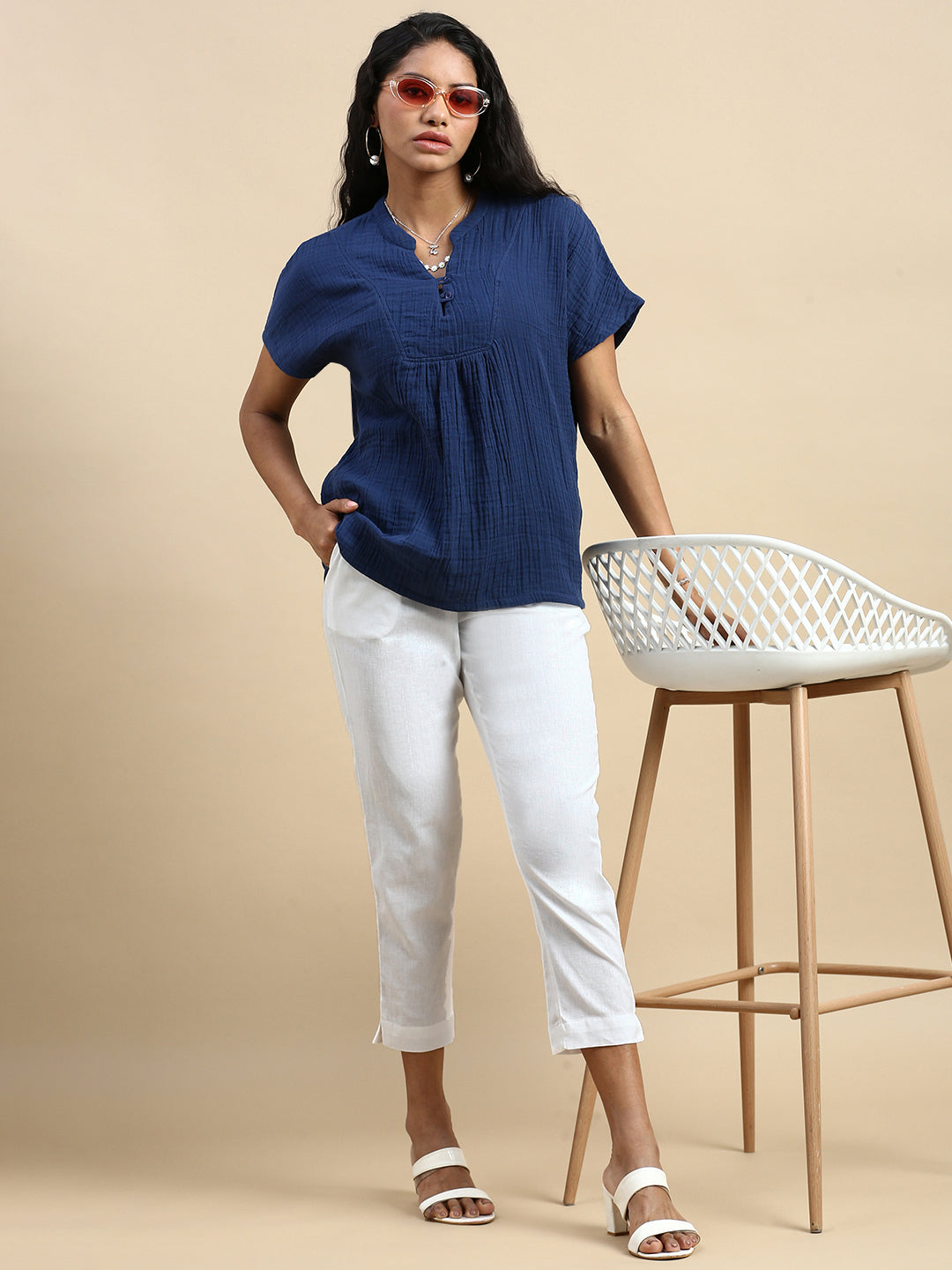 Women White Casual Pants