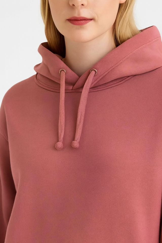 Women Peach Solid Pullover Sweatshirt