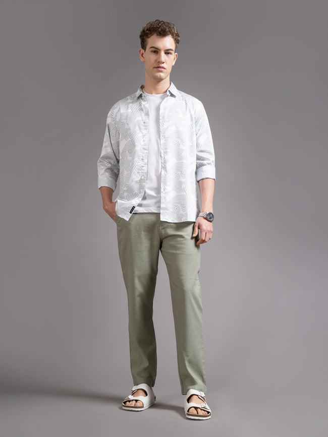 Men Green DrawString Regular Fit Chinos Trouser