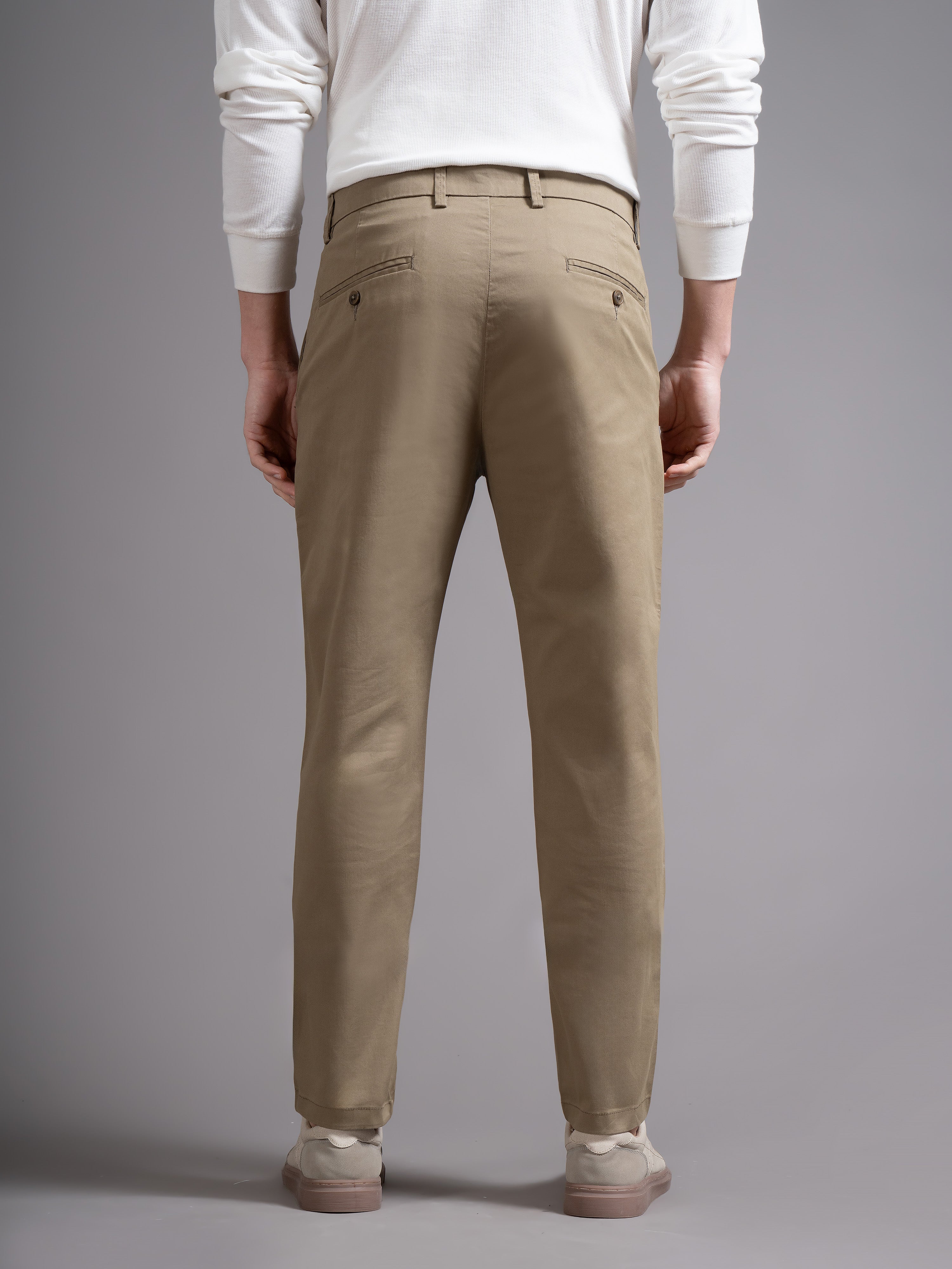 Men Khaki Smart Slim Fit Chinos