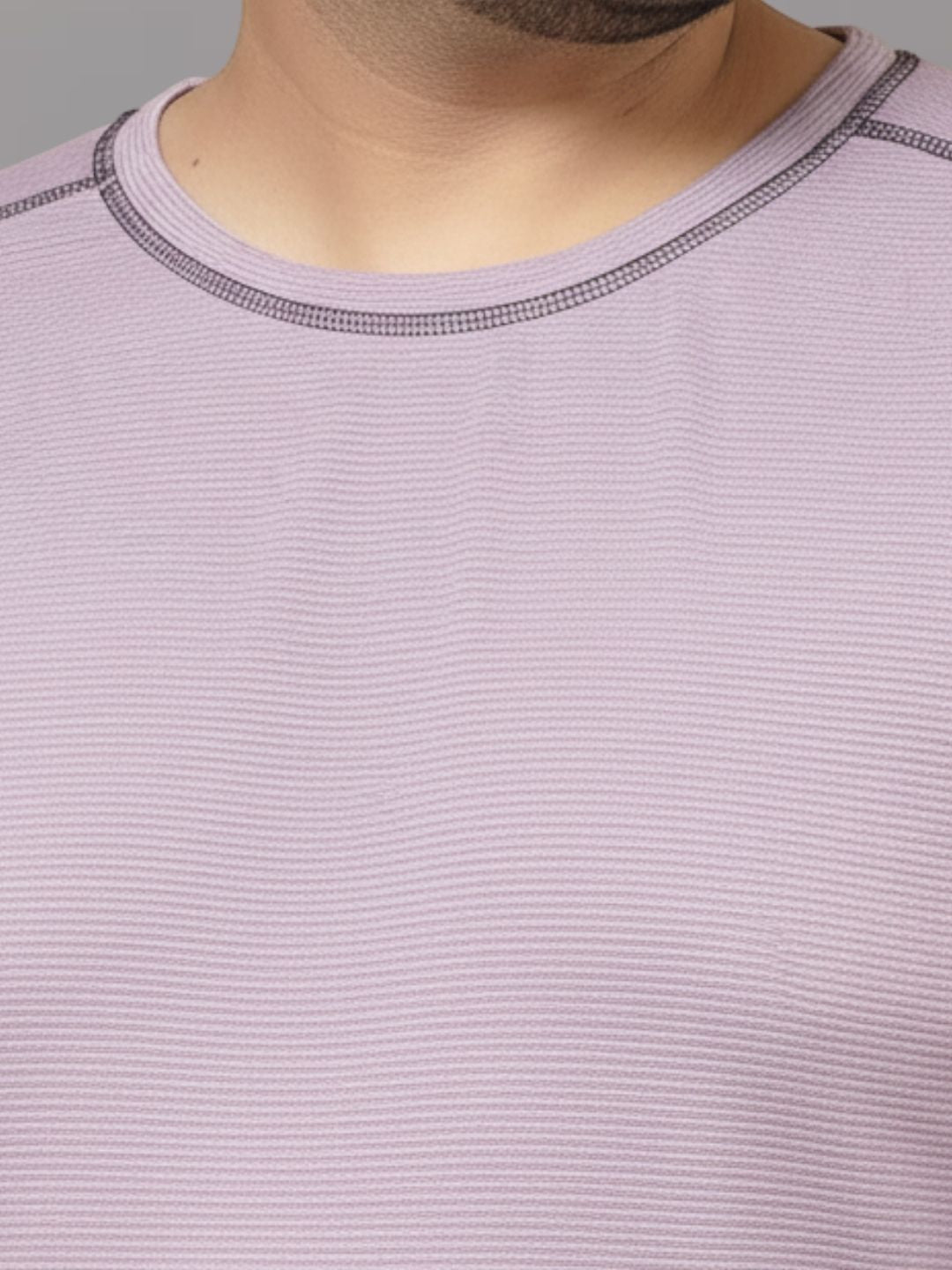 Men Purple Round Neck Polyester T-Shirt