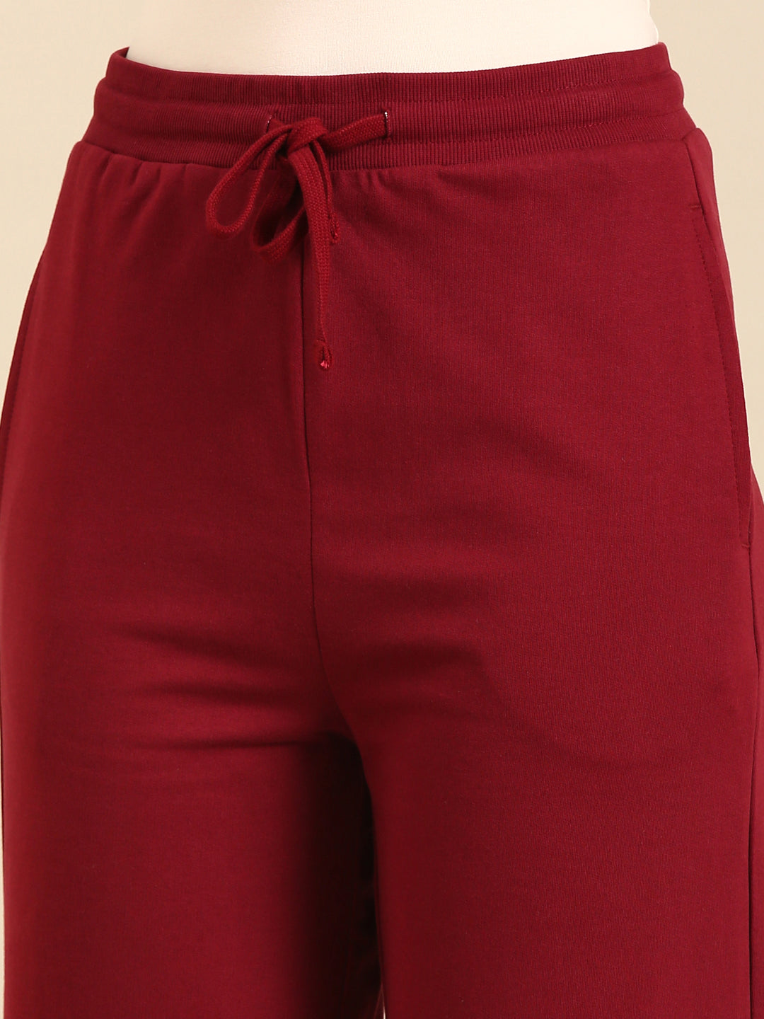 Women Burgundy Casual Pants