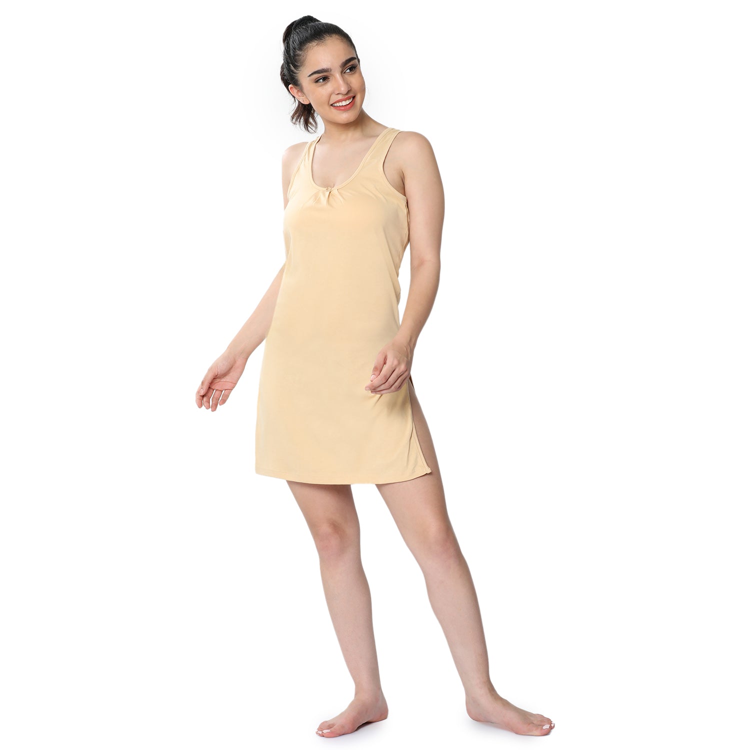 Relaxed Fit Scoop Neck Broad Shoulder Kurta Slip