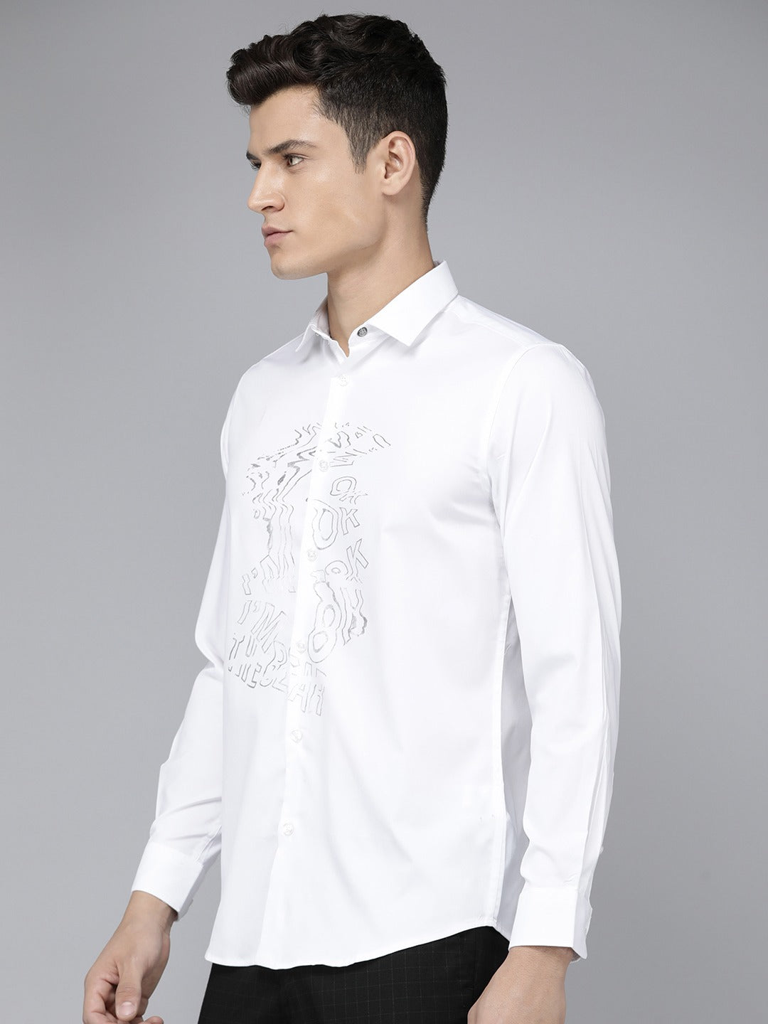 Men Ardor Edition White Slim Fit Printed Party Shirt
