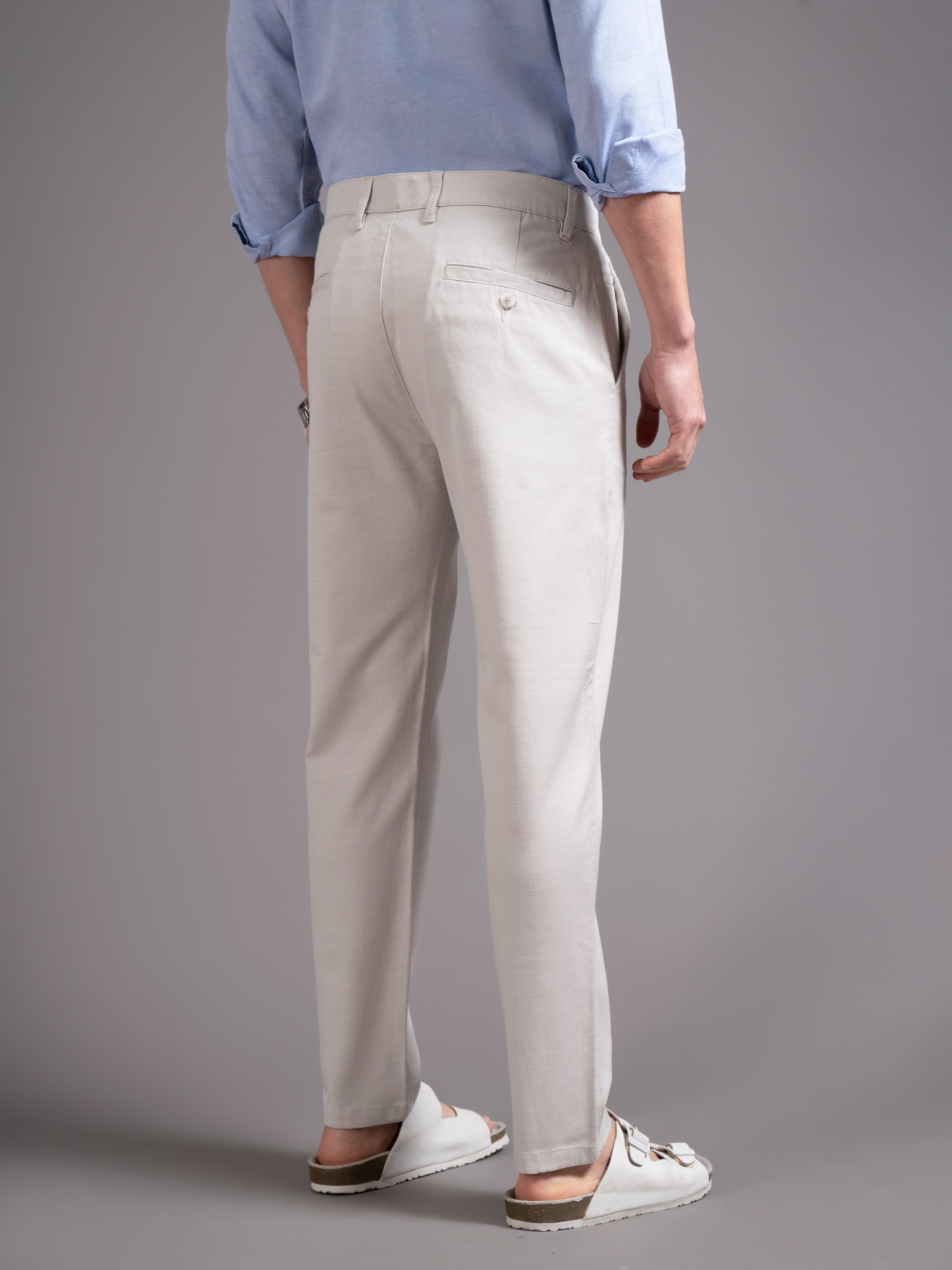 Men Cream Smart Slim Fit Chinos