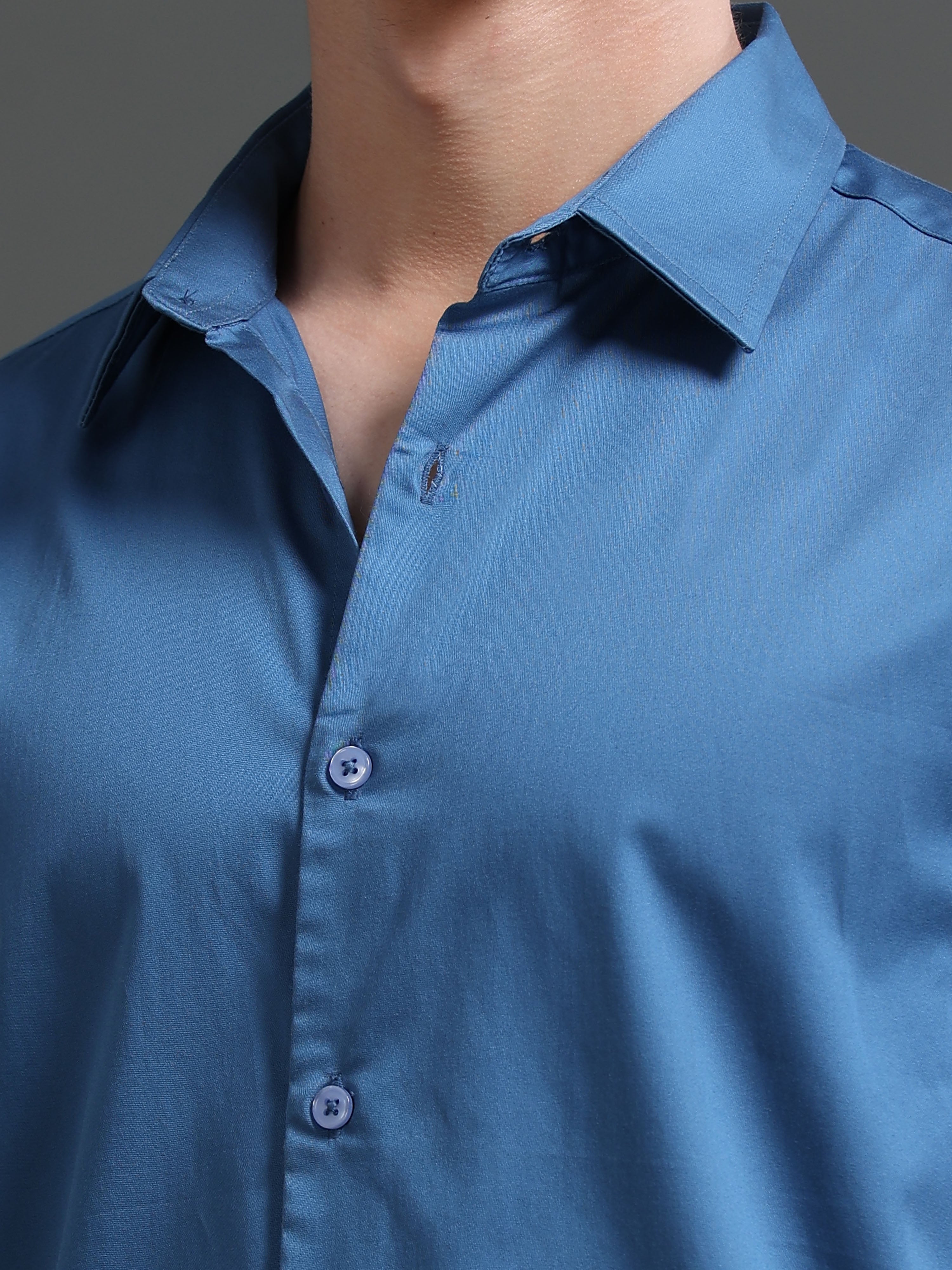 Men Blue Solid Shirt