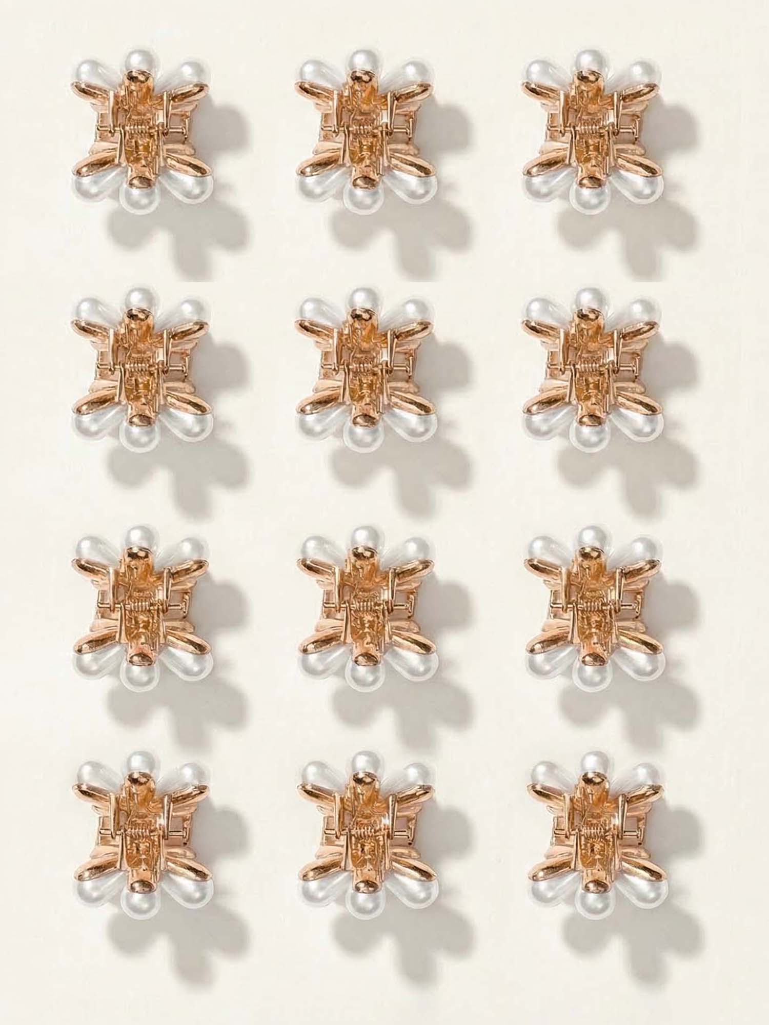 White Flower Hair Pins Set of 10