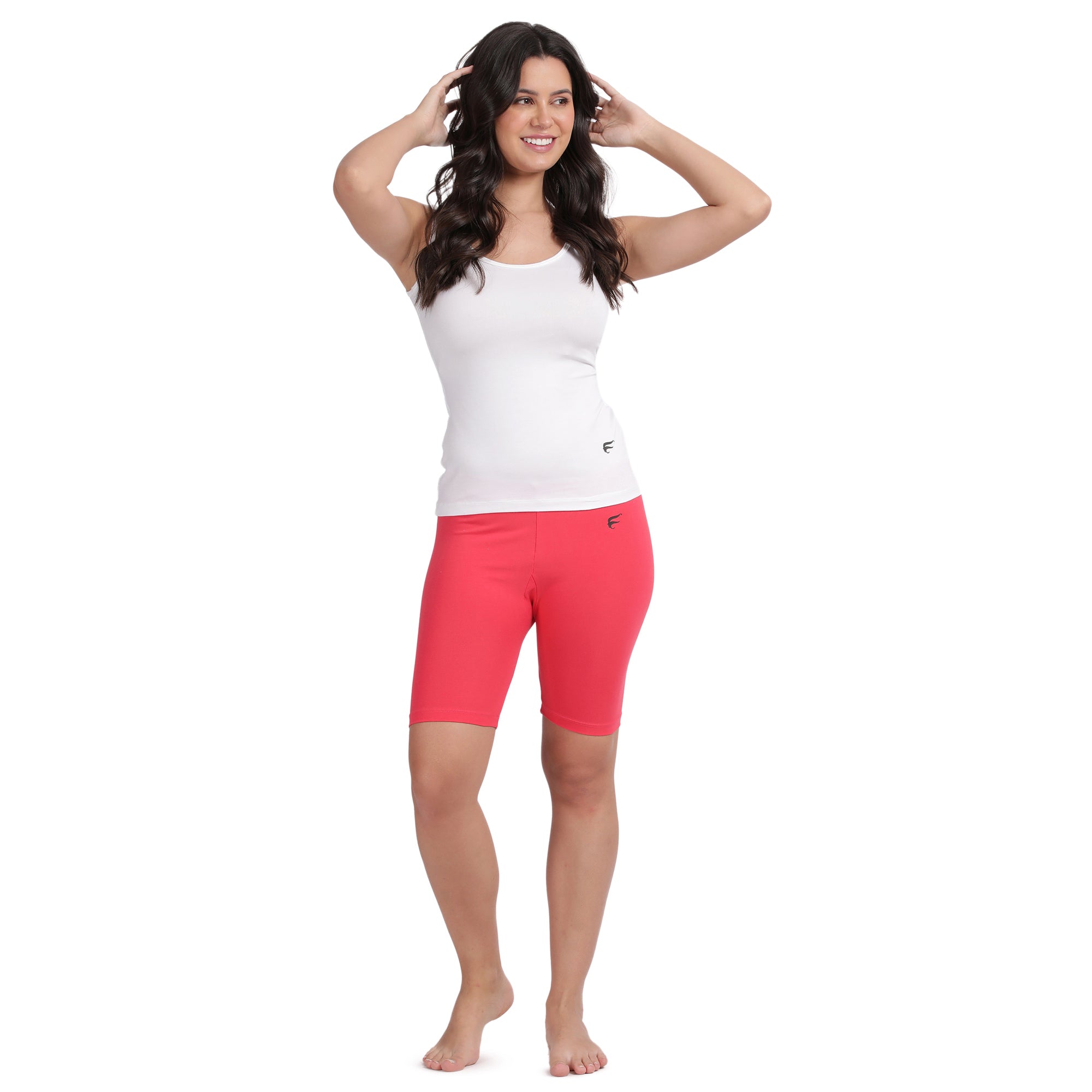 Women Pink Thigh Length Cycling Shorts