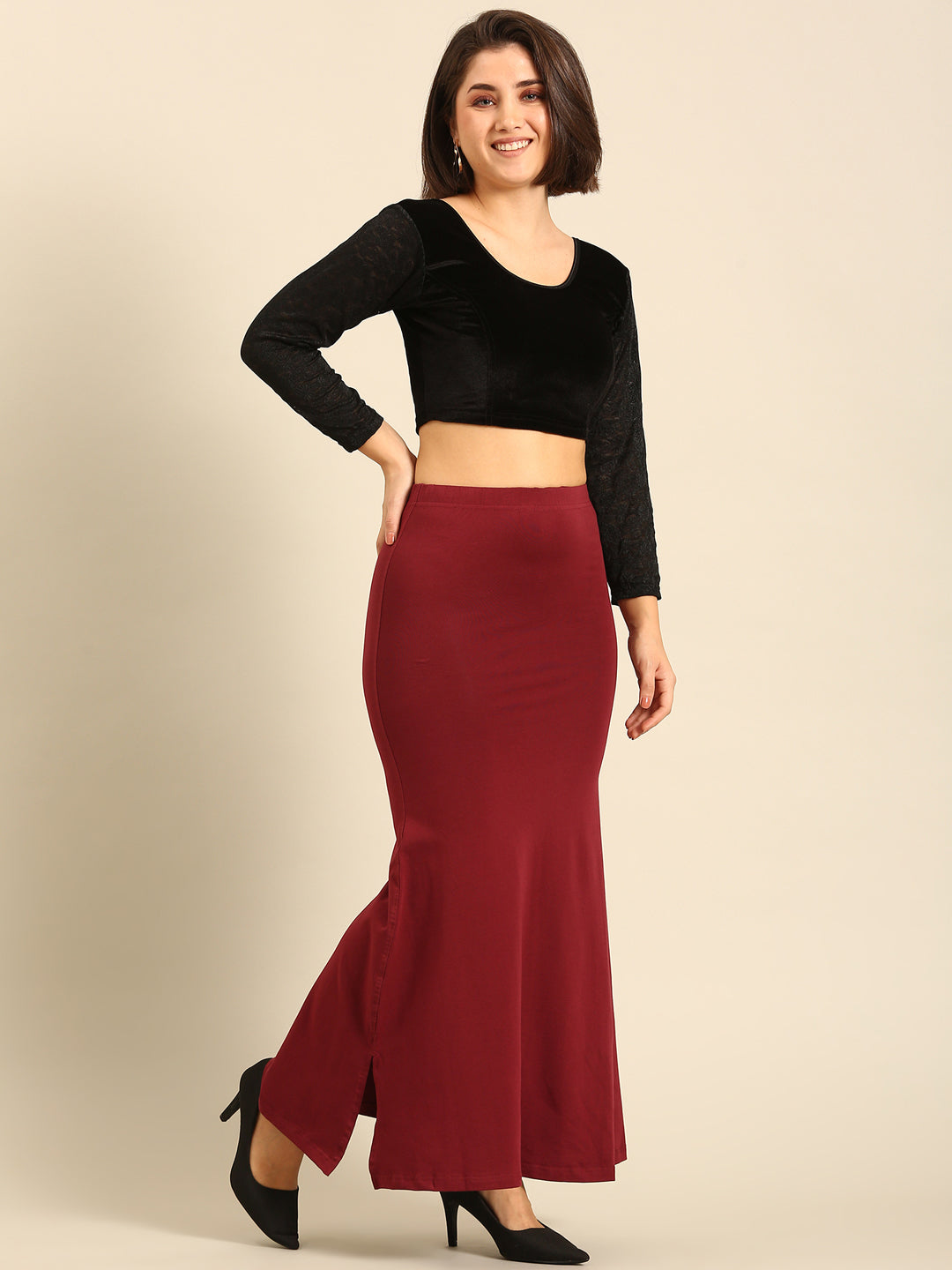 Women Maroon Saree Shapewear