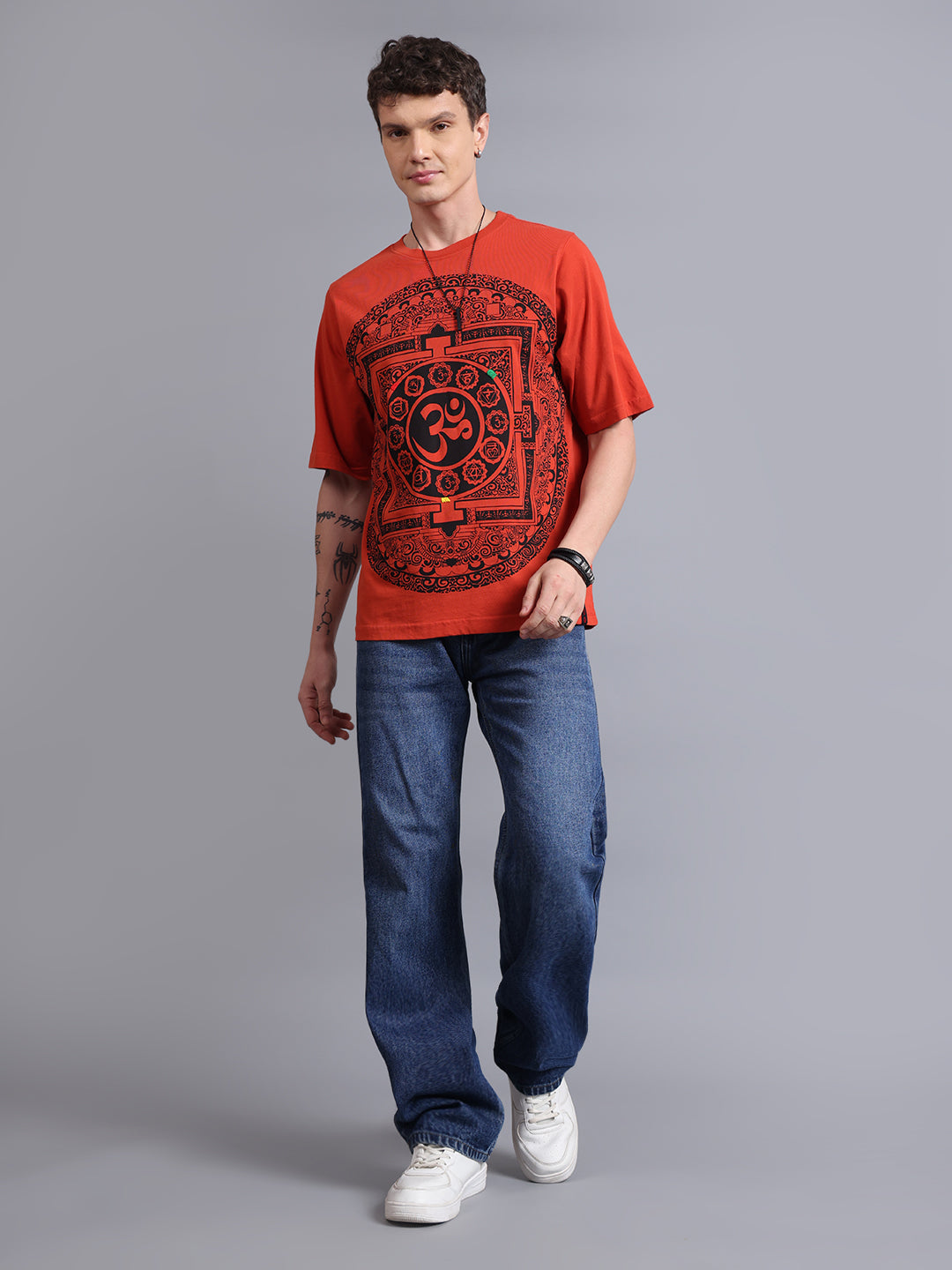 Men Rust Cotton Oversized T-Shirt