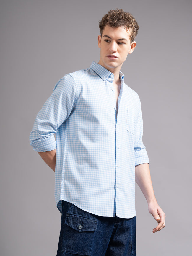 Men Blue Oxford Shirt