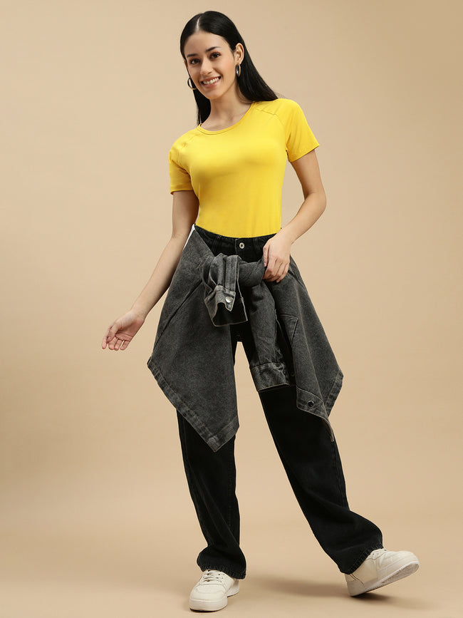 Women Mustard Half Sleeve Top