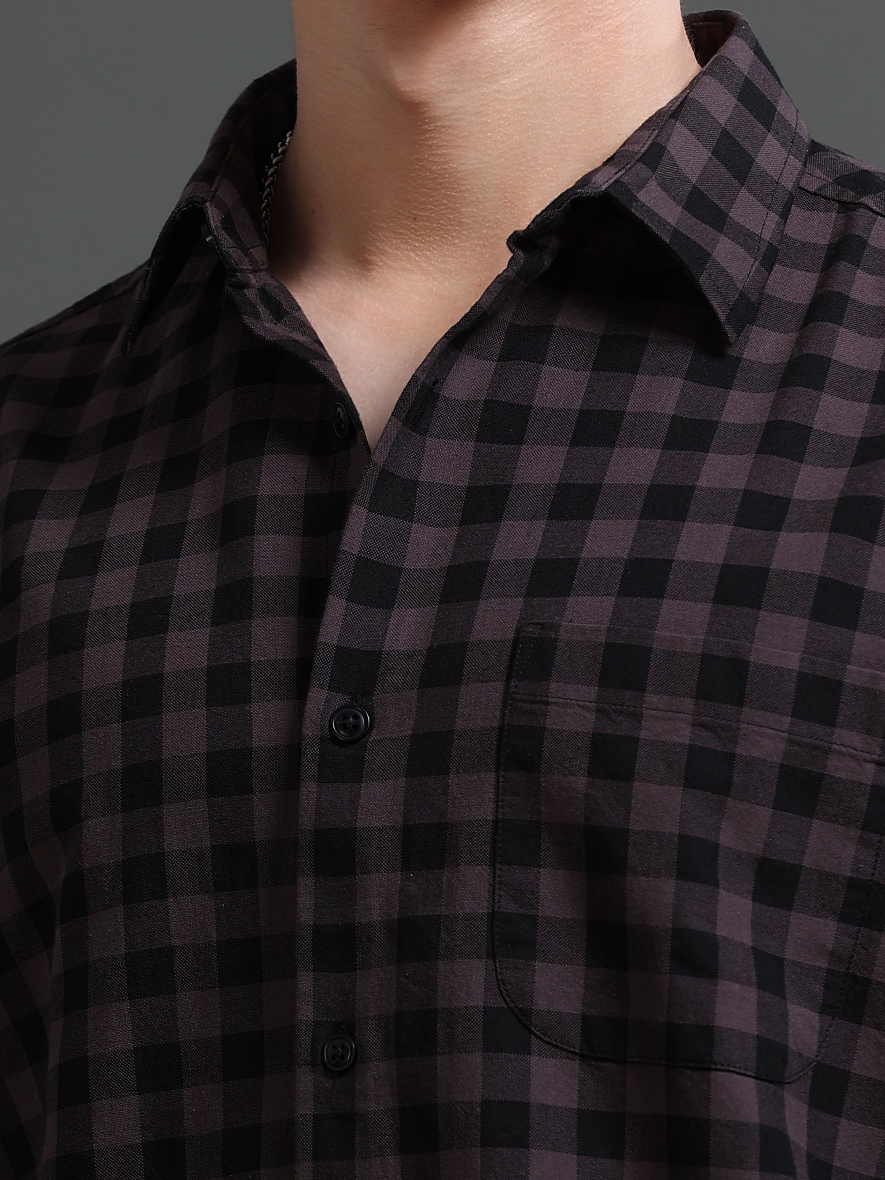 Men Purple Check Shirt