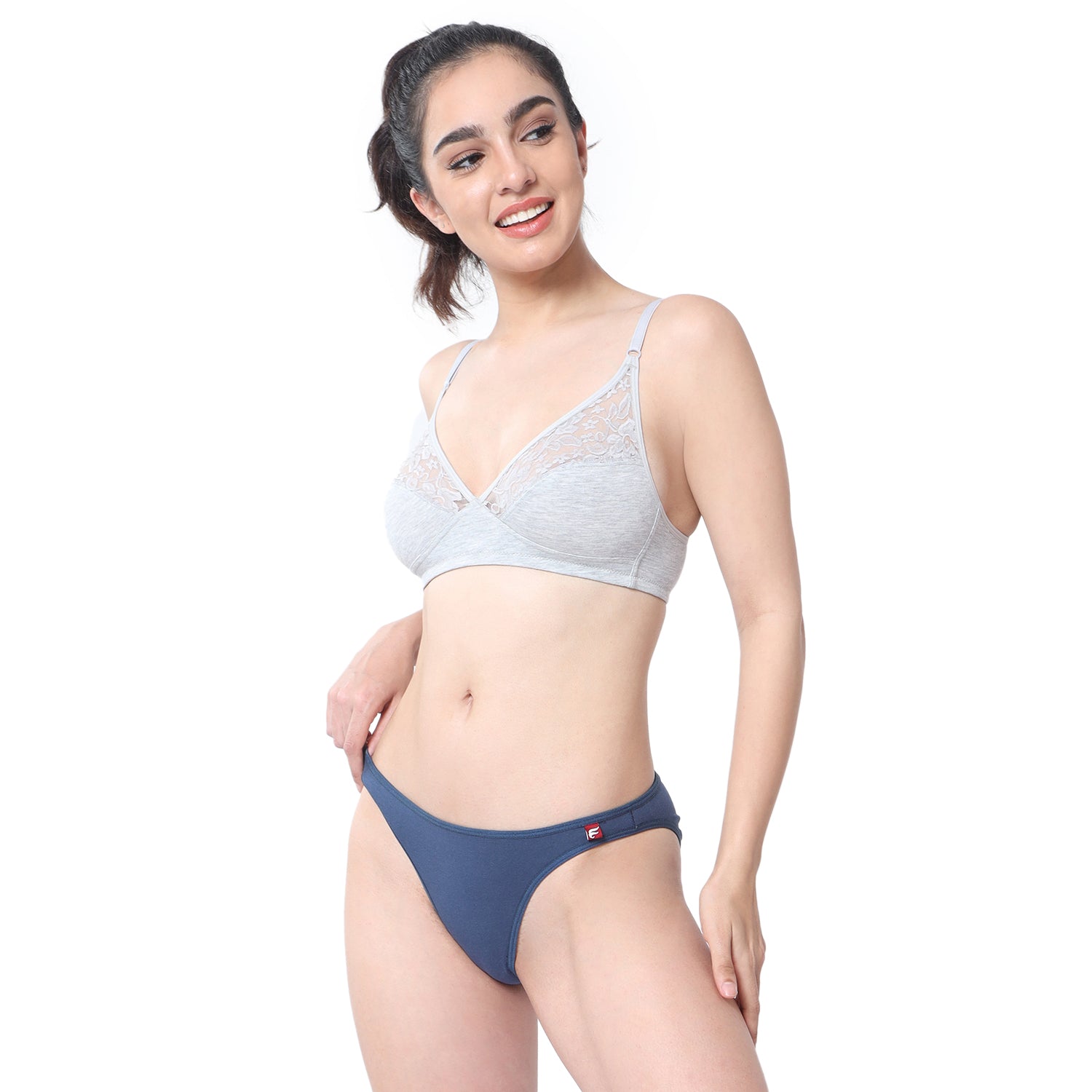 Non-Padded Non-Wired 3/4th Coverage Minimiser Lace Bra