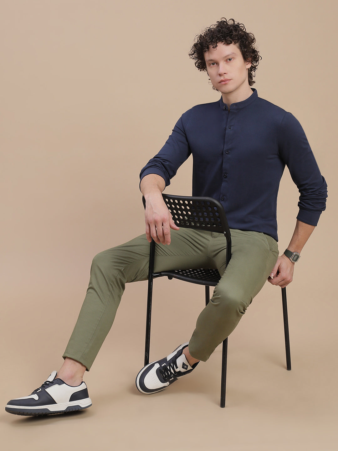 Men Navy Full Sleeve Shirt