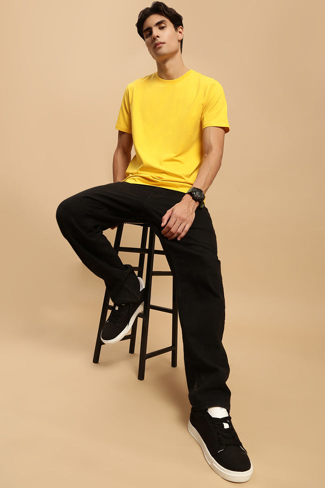 Men Mustard Half Sleeve T-Shirt
