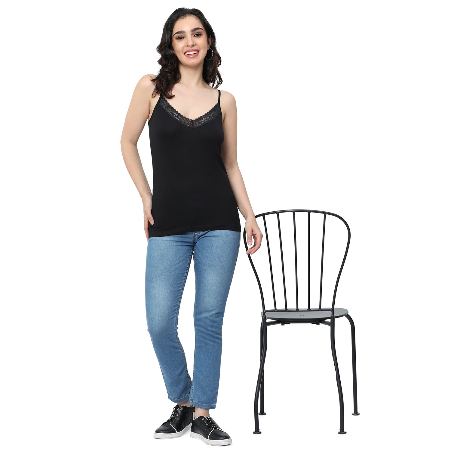 Regular Fit V-Neck Short Length Lace Camisole