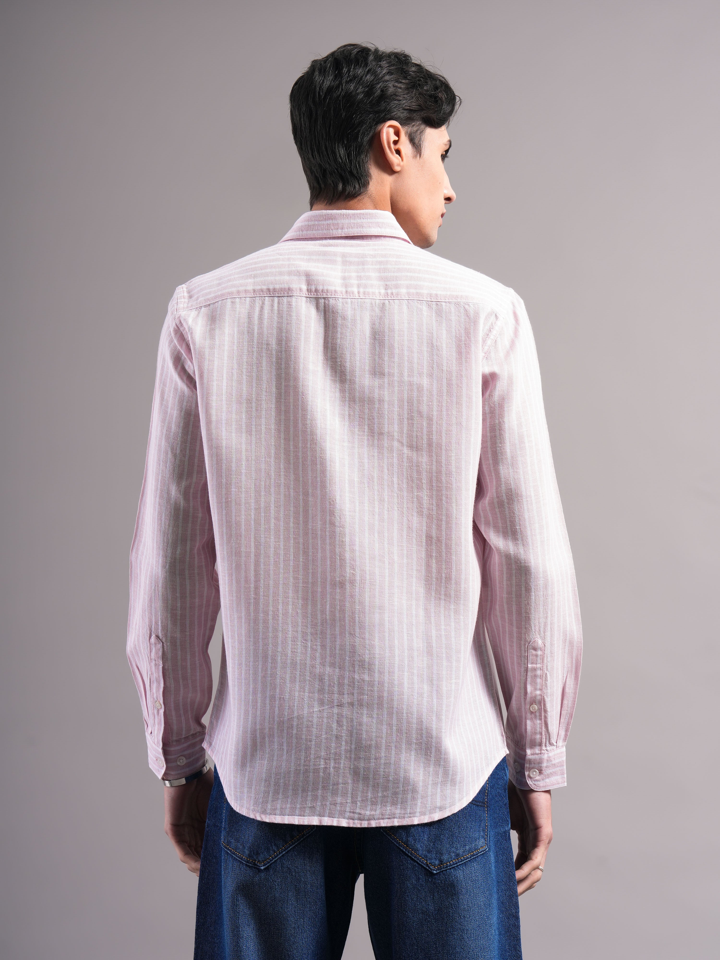 Men Lyocell Striped Shirts