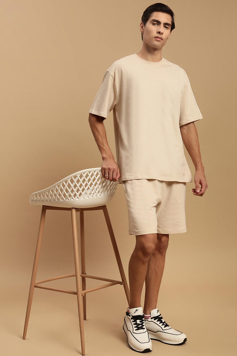 Men Beige Half Sleeve T-Shirt