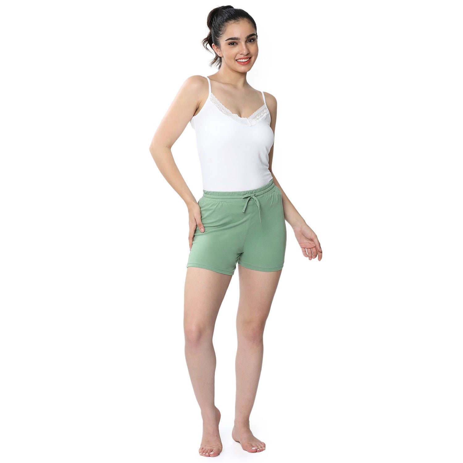 Women Green Hot Shorts