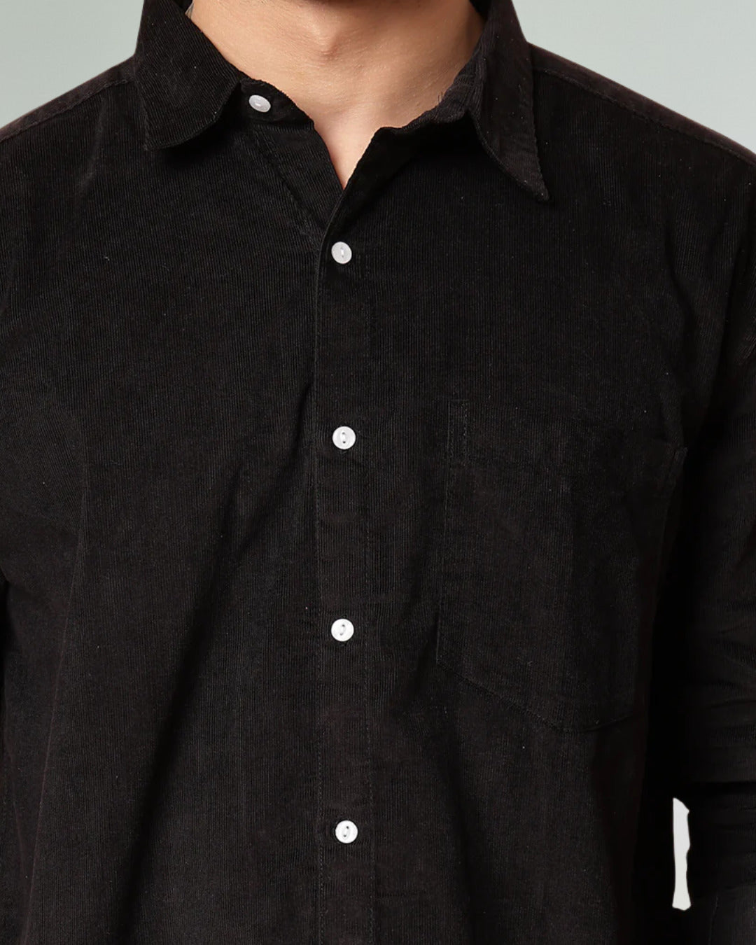 Men Black Oversized Corduroy Shirt