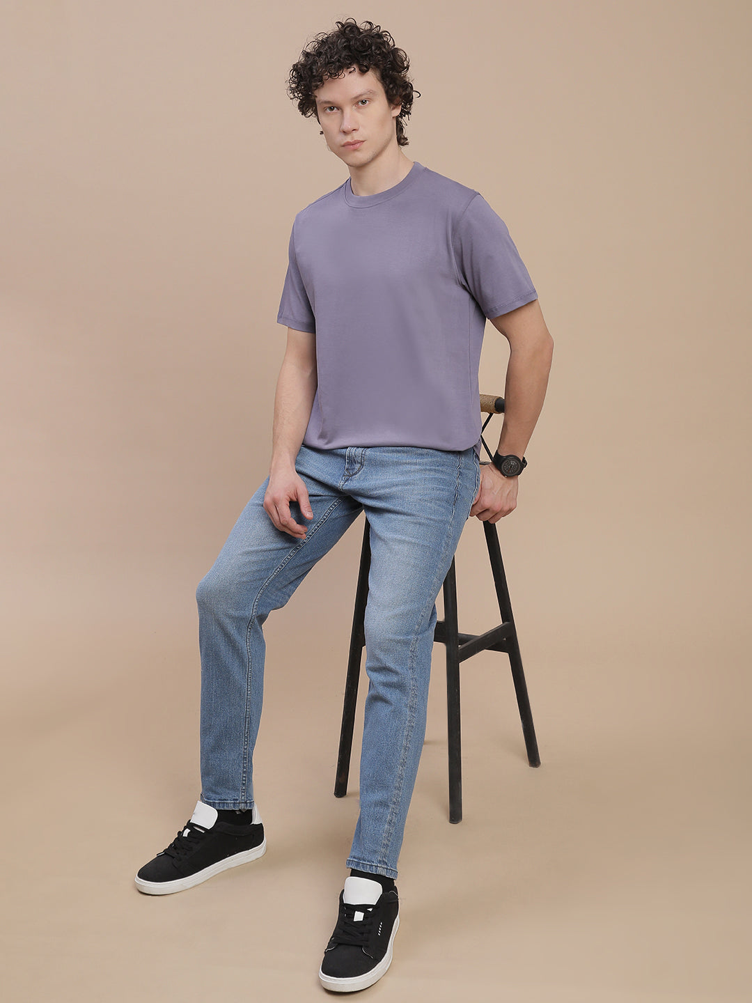 Men Blue Crew Neck T-Shirt
