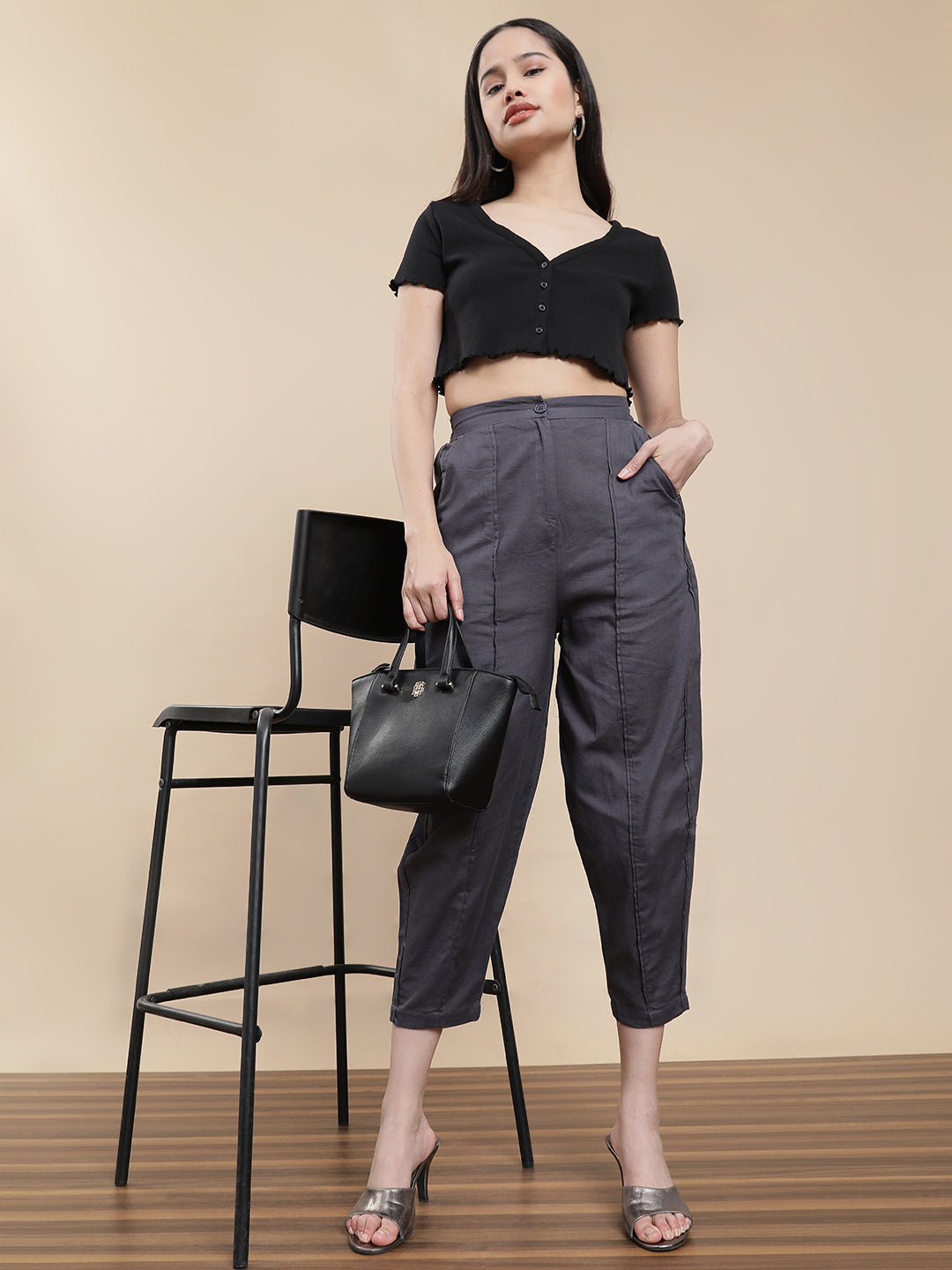Women Grey Casual Pants