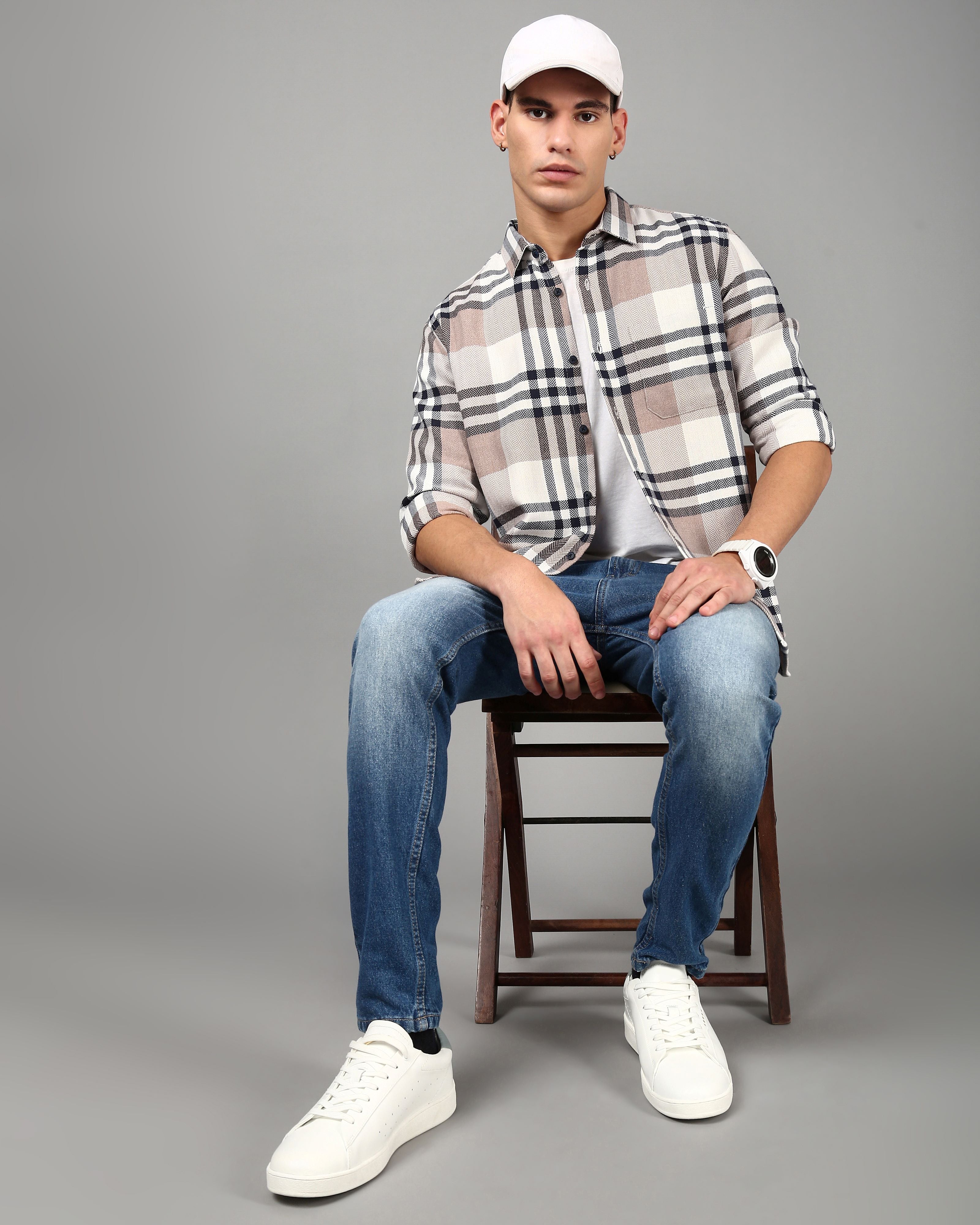 Men Beige Casual Shirt