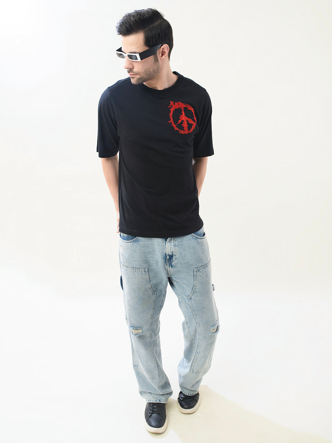Men Black Cotton Oversized T-Shirt