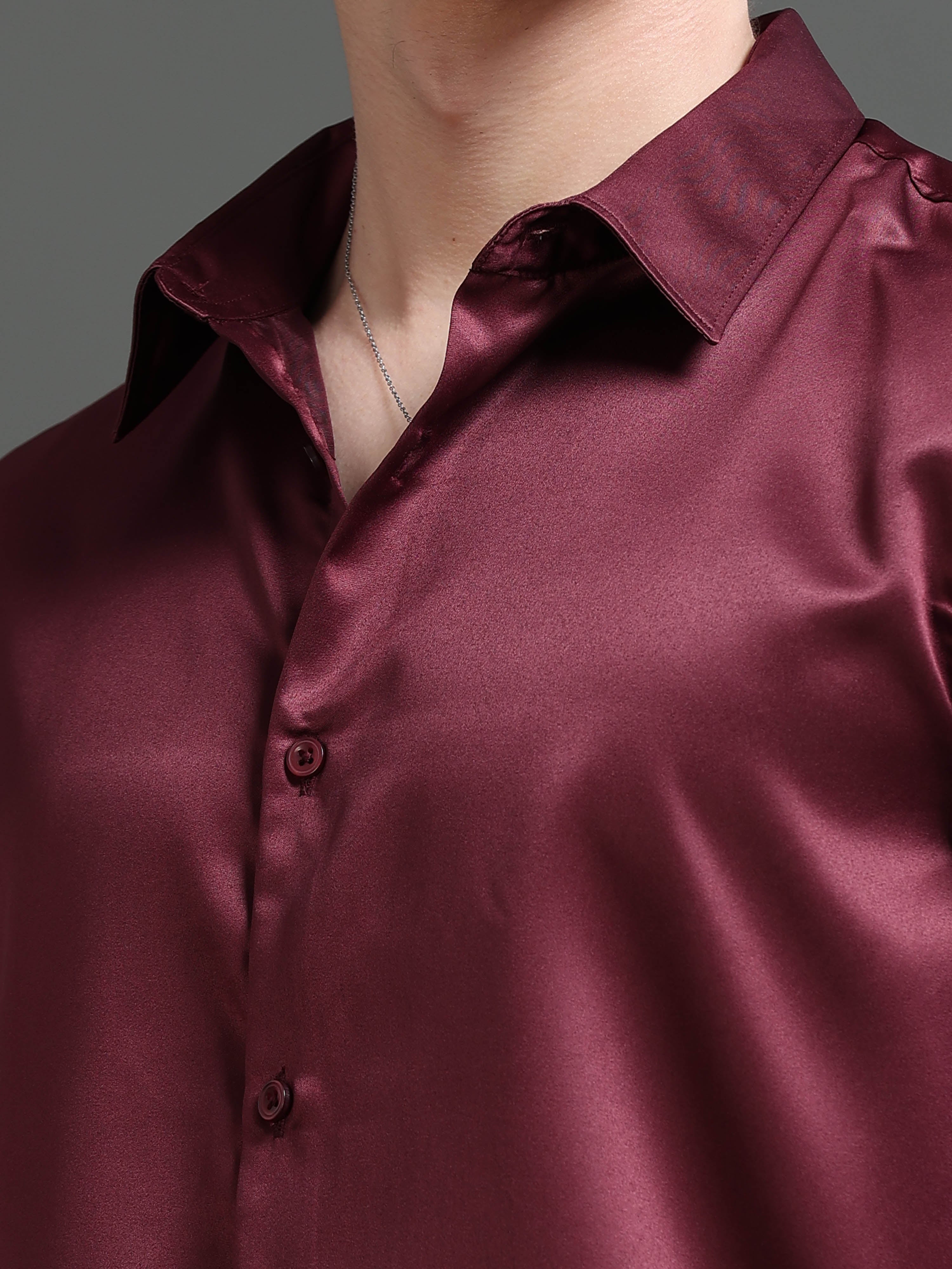 Men Burgundy Solid Shirt